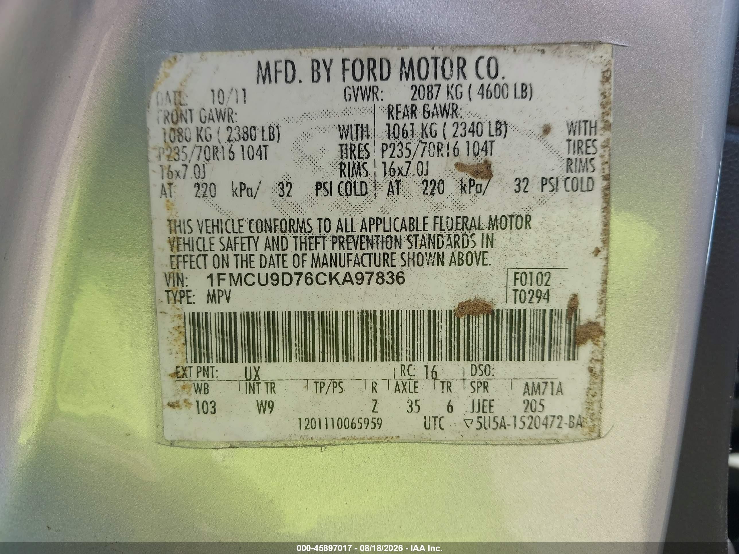 2012 Ford Escape Xlt Silver vin: 1FMCU9D76CKA97836