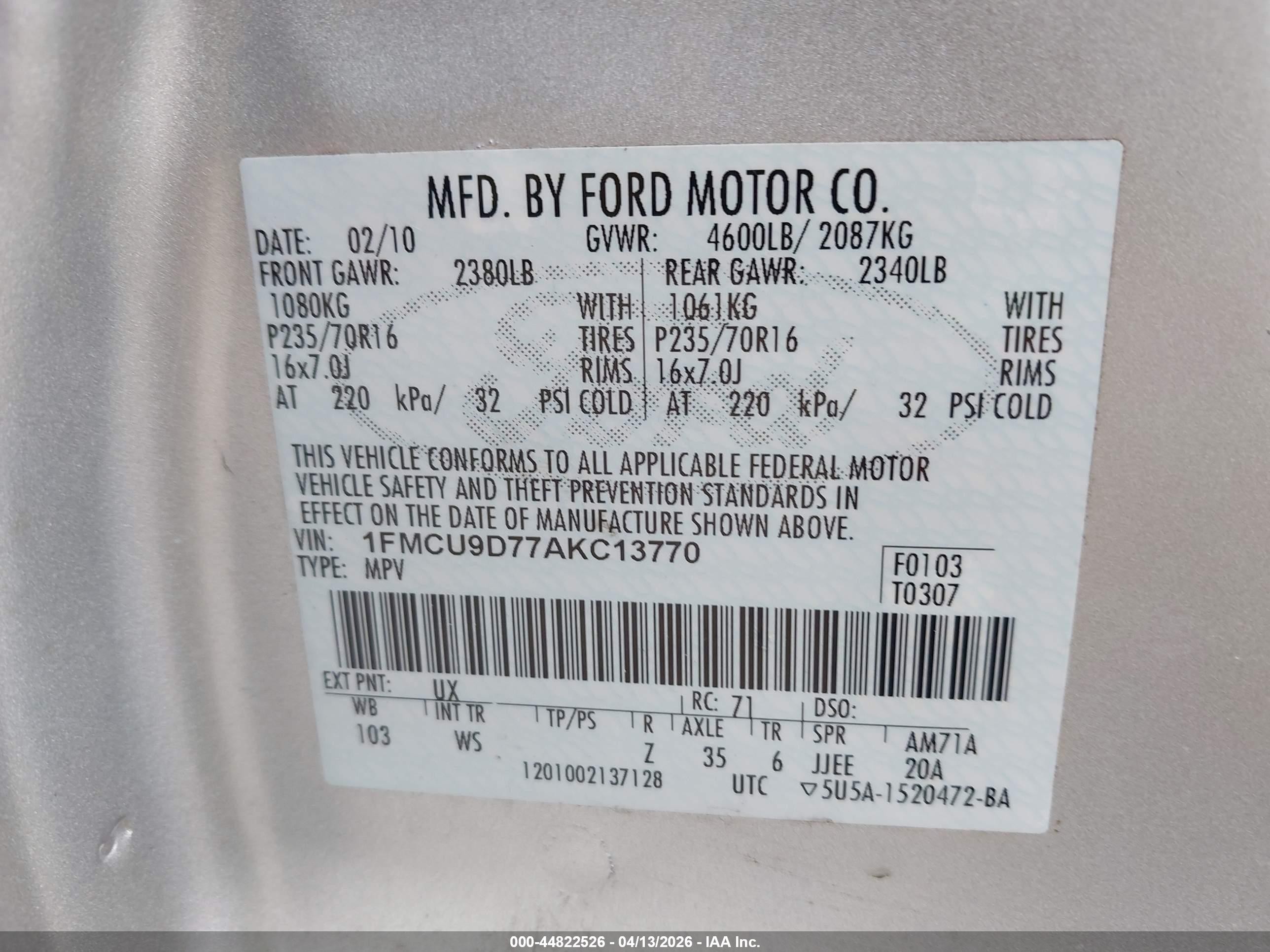 2010 Ford Escape Xlt Silver vin: 1FMCU9D77AKC13770