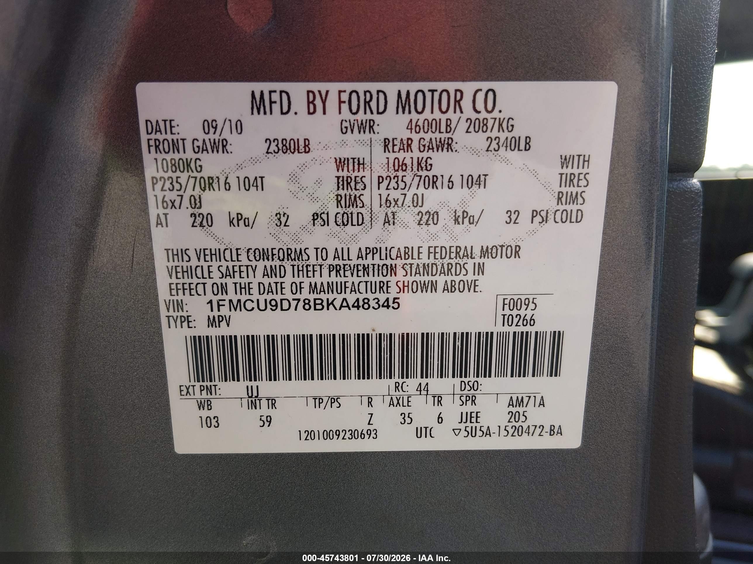 2011 Ford Escape Xlt Серый vin: 1FMCU9D78BKA48345
