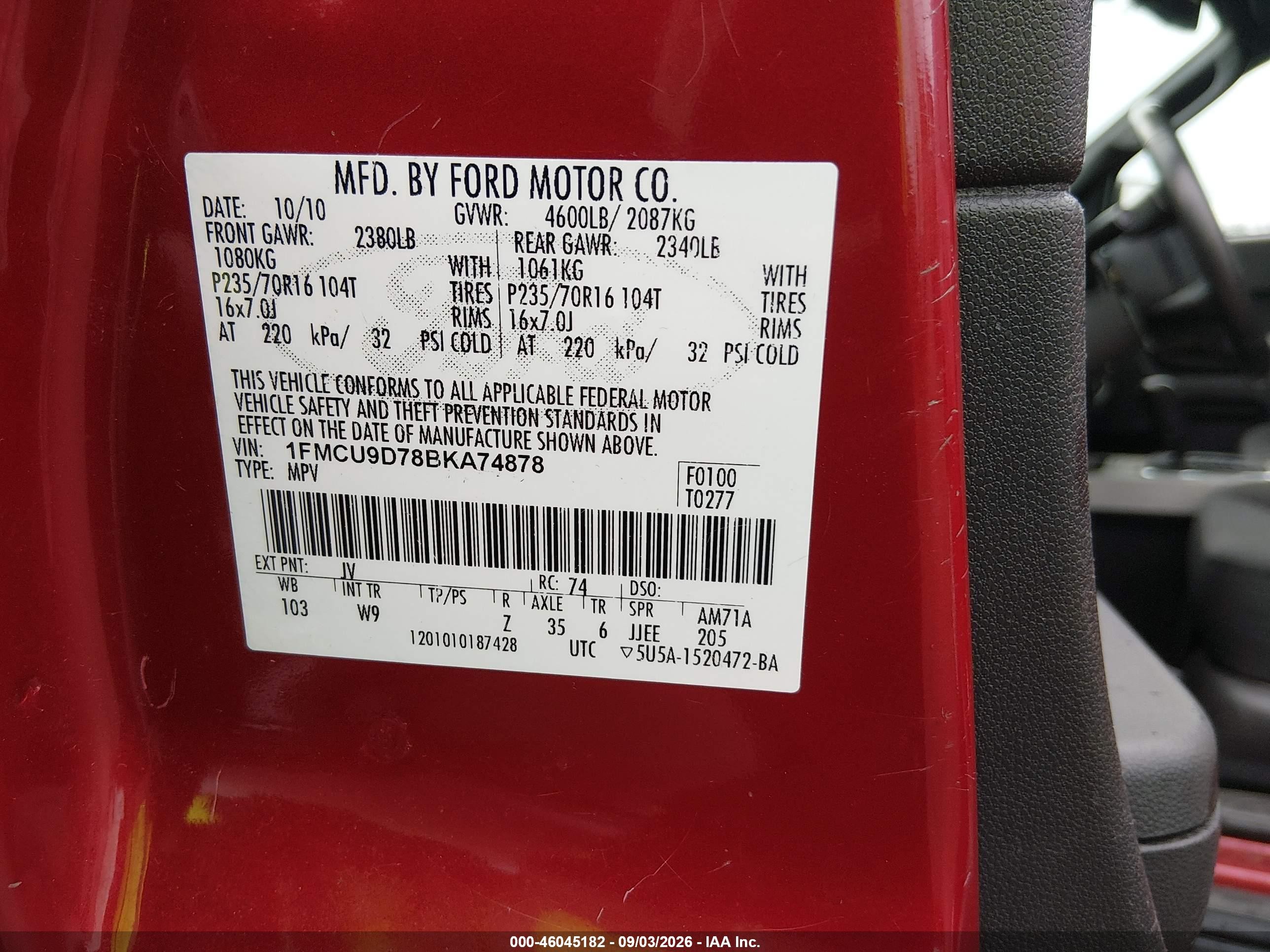 2011 Ford Escape Xlt Красный vin: 1FMCU9D78BKA74878