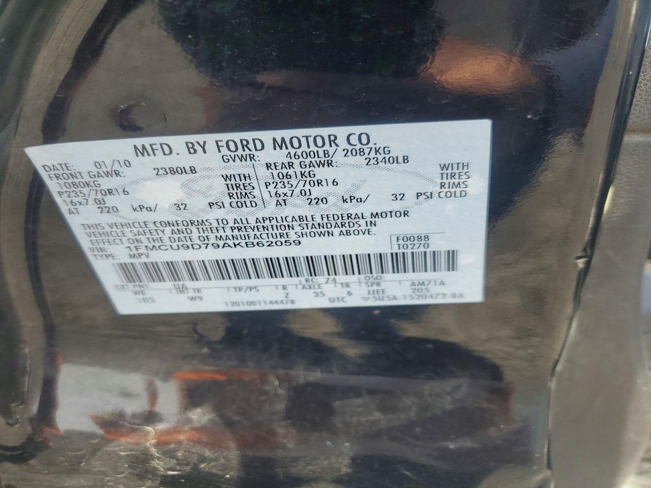 2010 Ford Escape Xlt Черный vin: 1FMCU9D79AKB62059