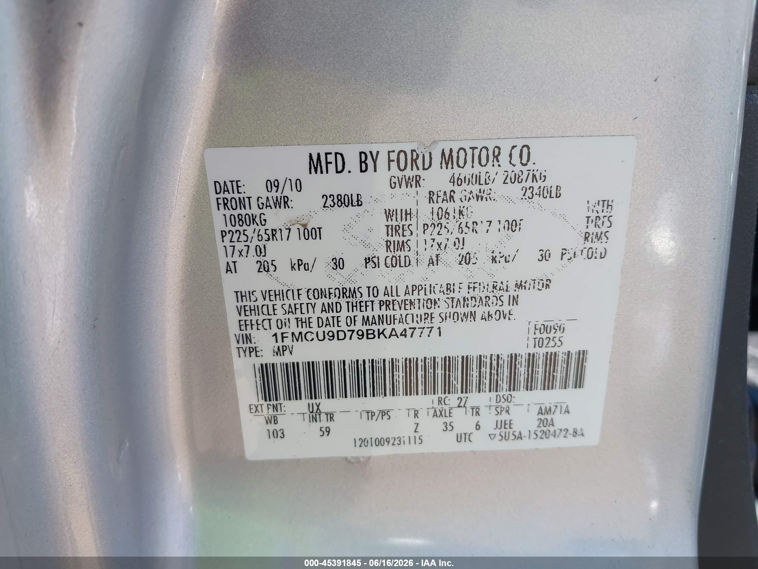 2011 Ford Escape Xlt Silver vin: 1FMCU9D79BKA47771