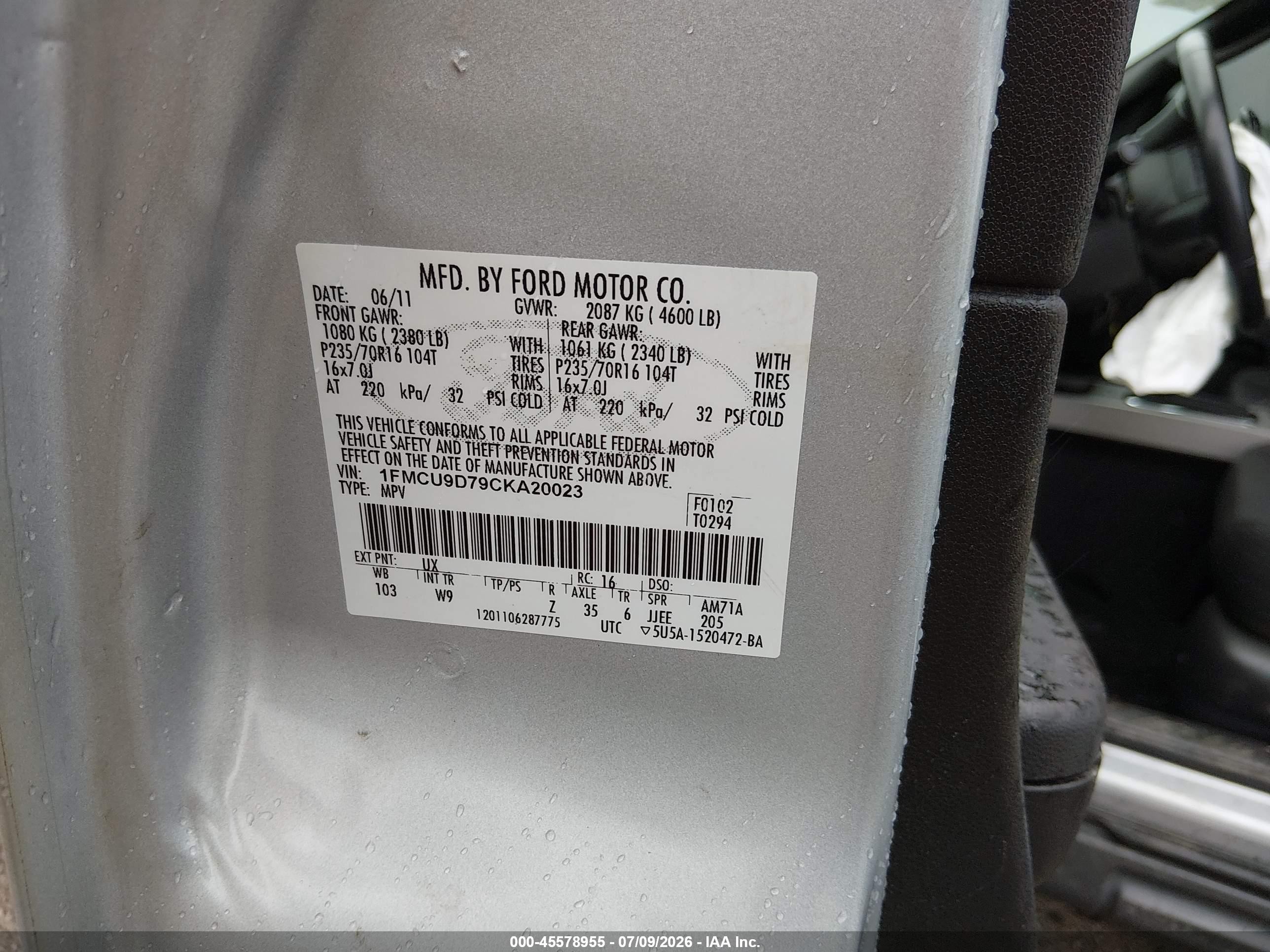 2012 Ford Escape Xlt Silver vin: 1FMCU9D79CKA20023