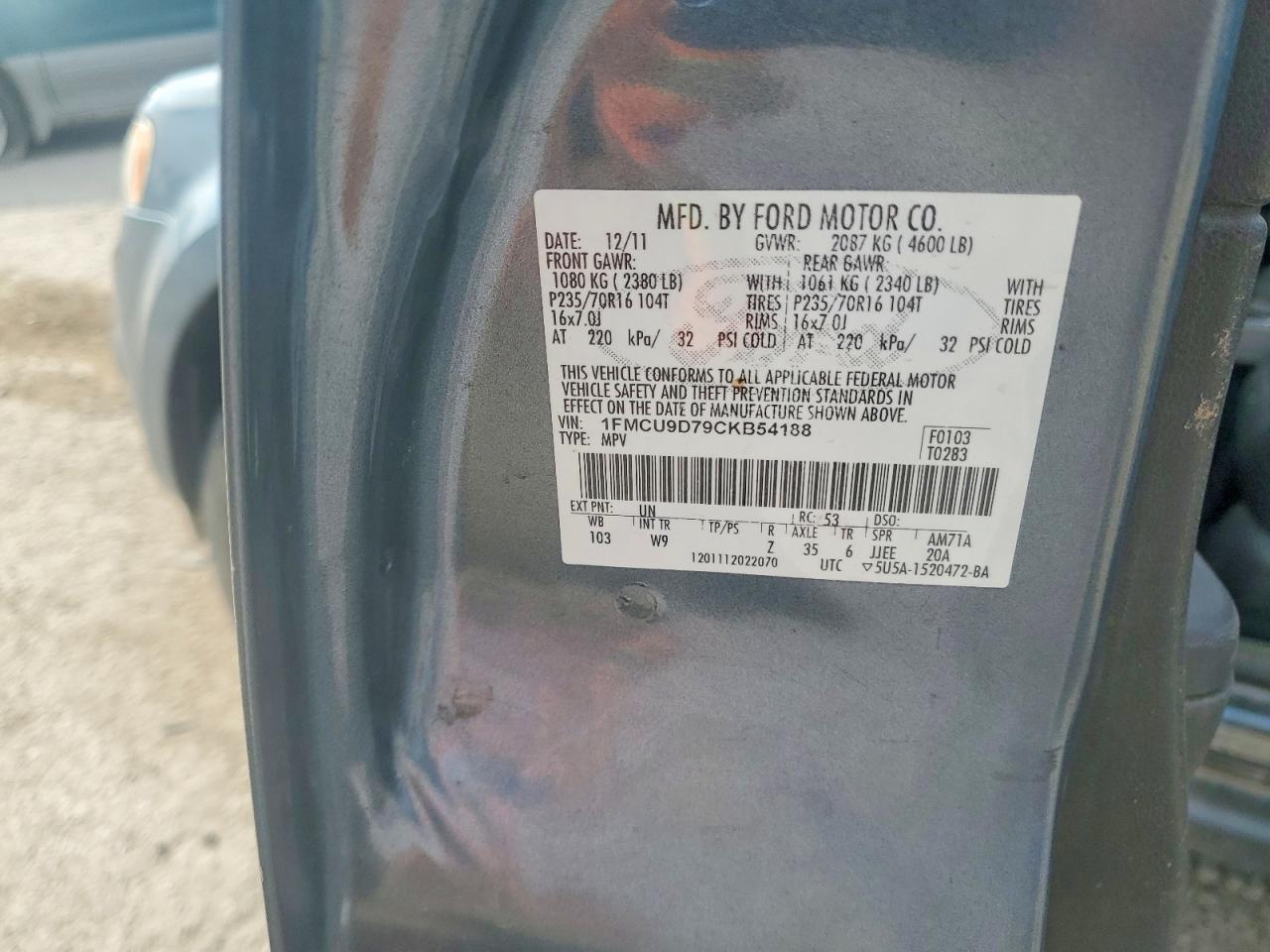 2012 Ford Escape Xlt Blue vin: 1FMCU9D79CKB54188