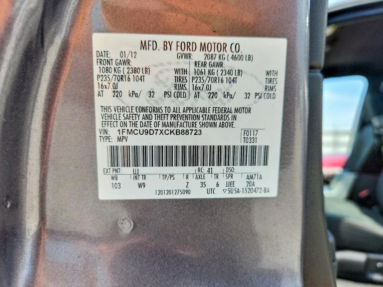 2012 Ford Escape Xlt Gray vin: 1FMCU9D7XCKB88723