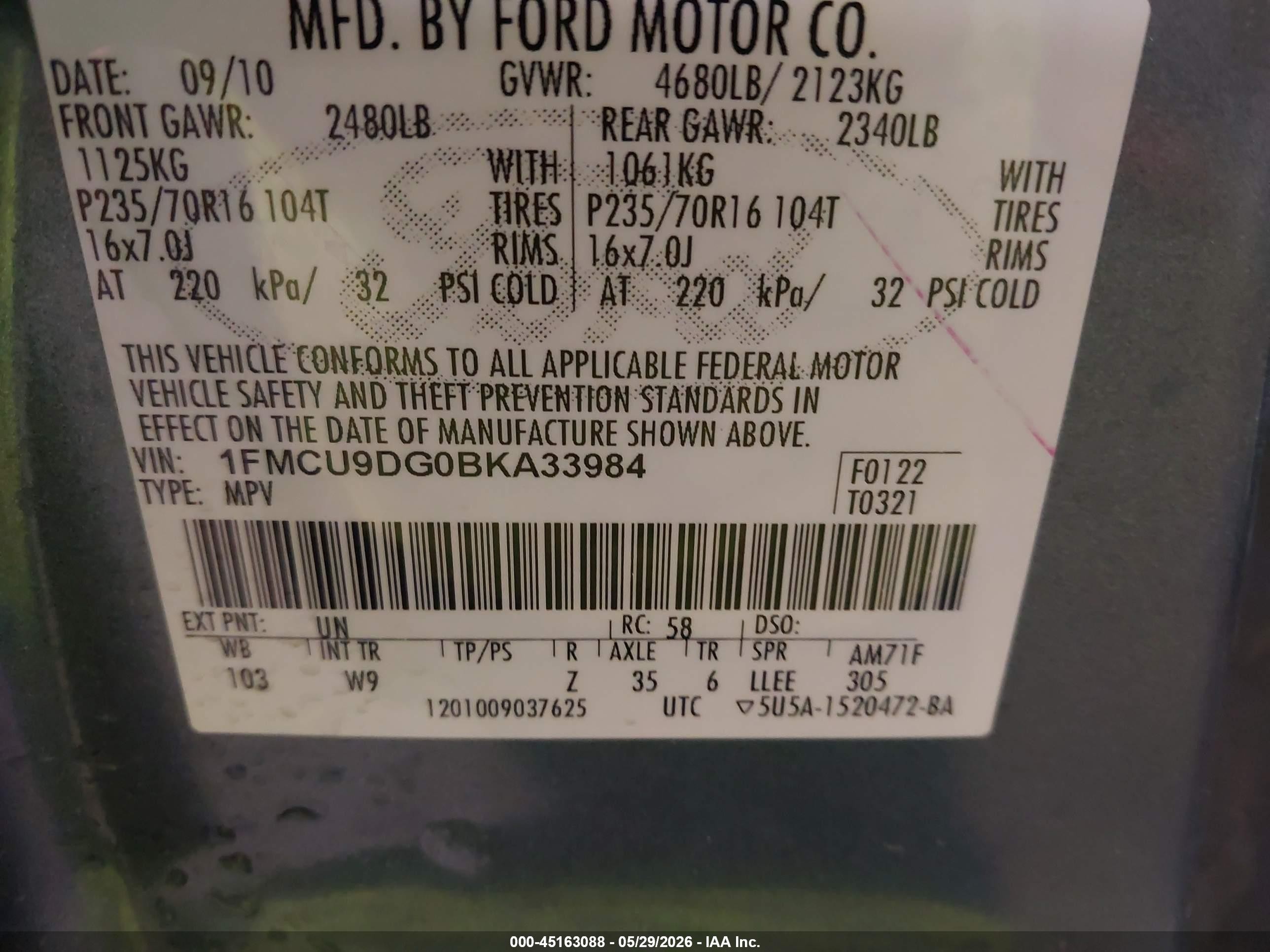 2011 Ford Escape Xlt Синий vin: 1FMCU9DG0BKA33984