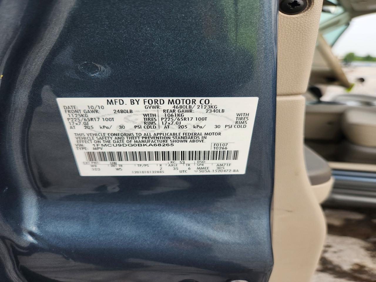 2011 Ford Escape Xlt Blue vin: 1FMCU9DG0BKA68265