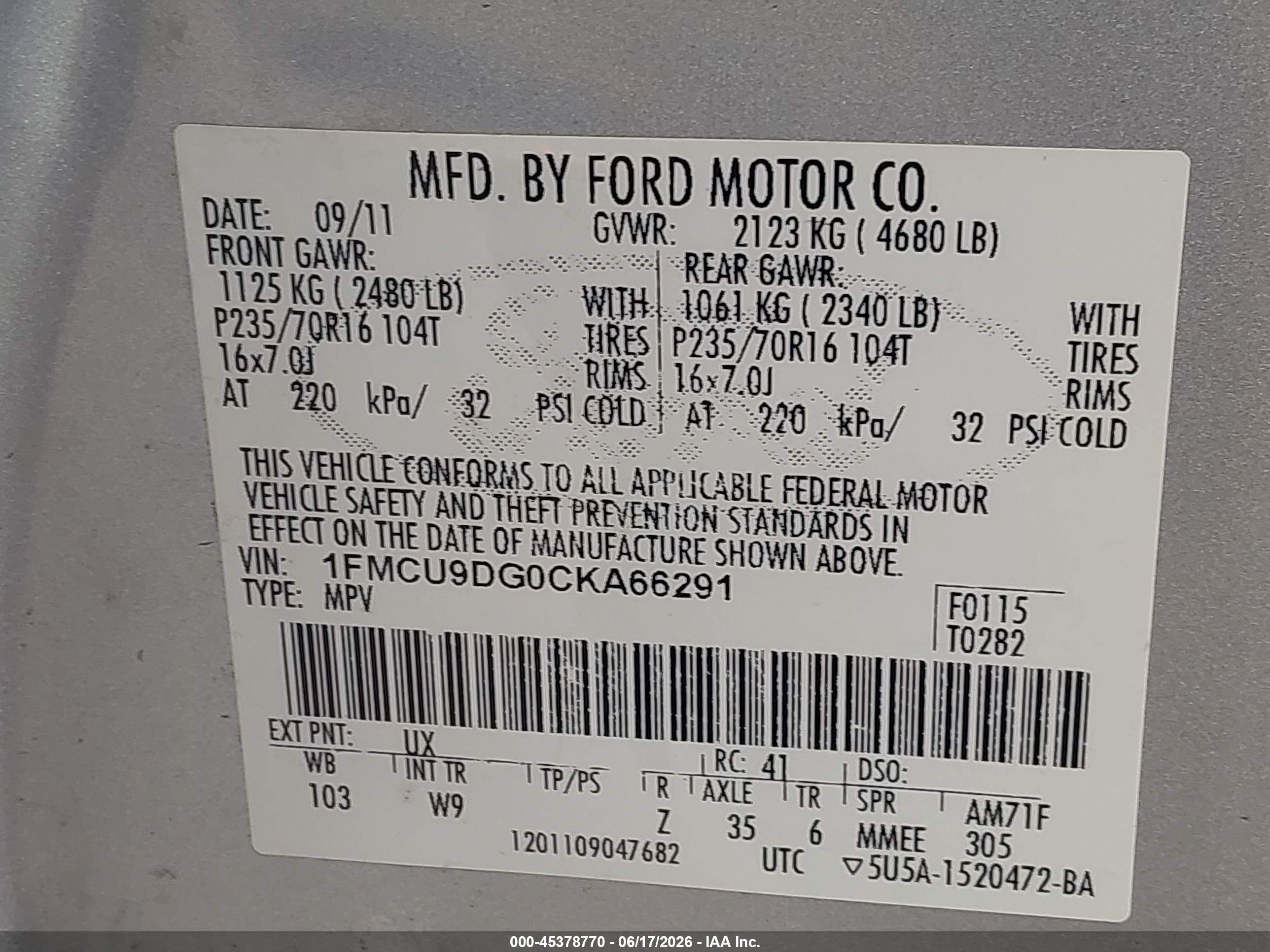 2012 Ford Escape Xlt Silver vin: 1FMCU9DG0CKA66291