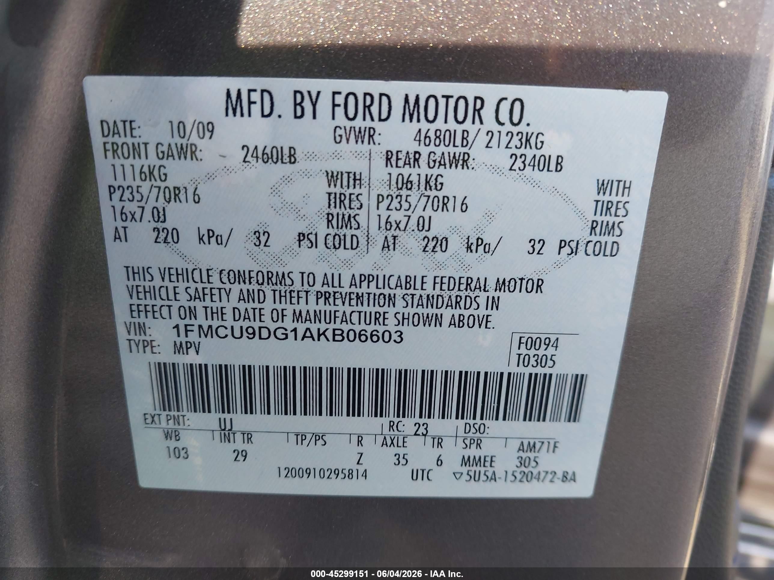 2010 Ford Escape Xlt Gray vin: 1FMCU9DG1AKB06603