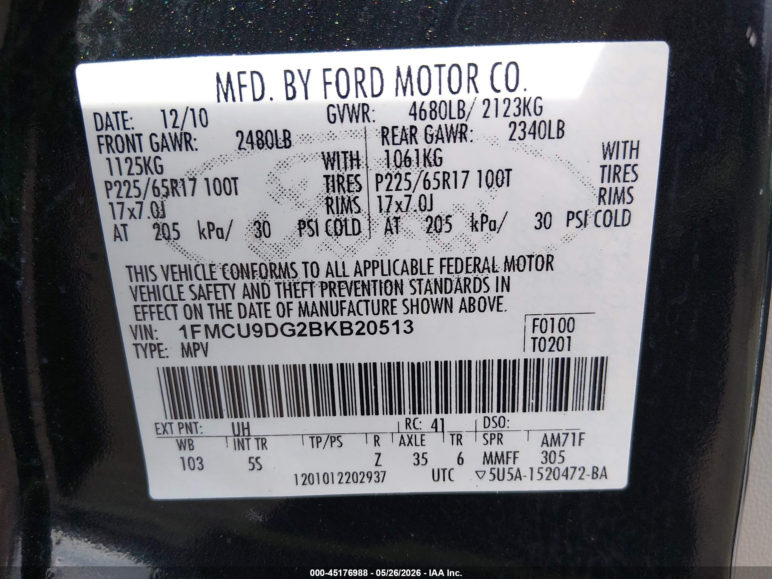 2011 Ford Escape Xlt Dark Blue vin: 1FMCU9DG2BKB20513