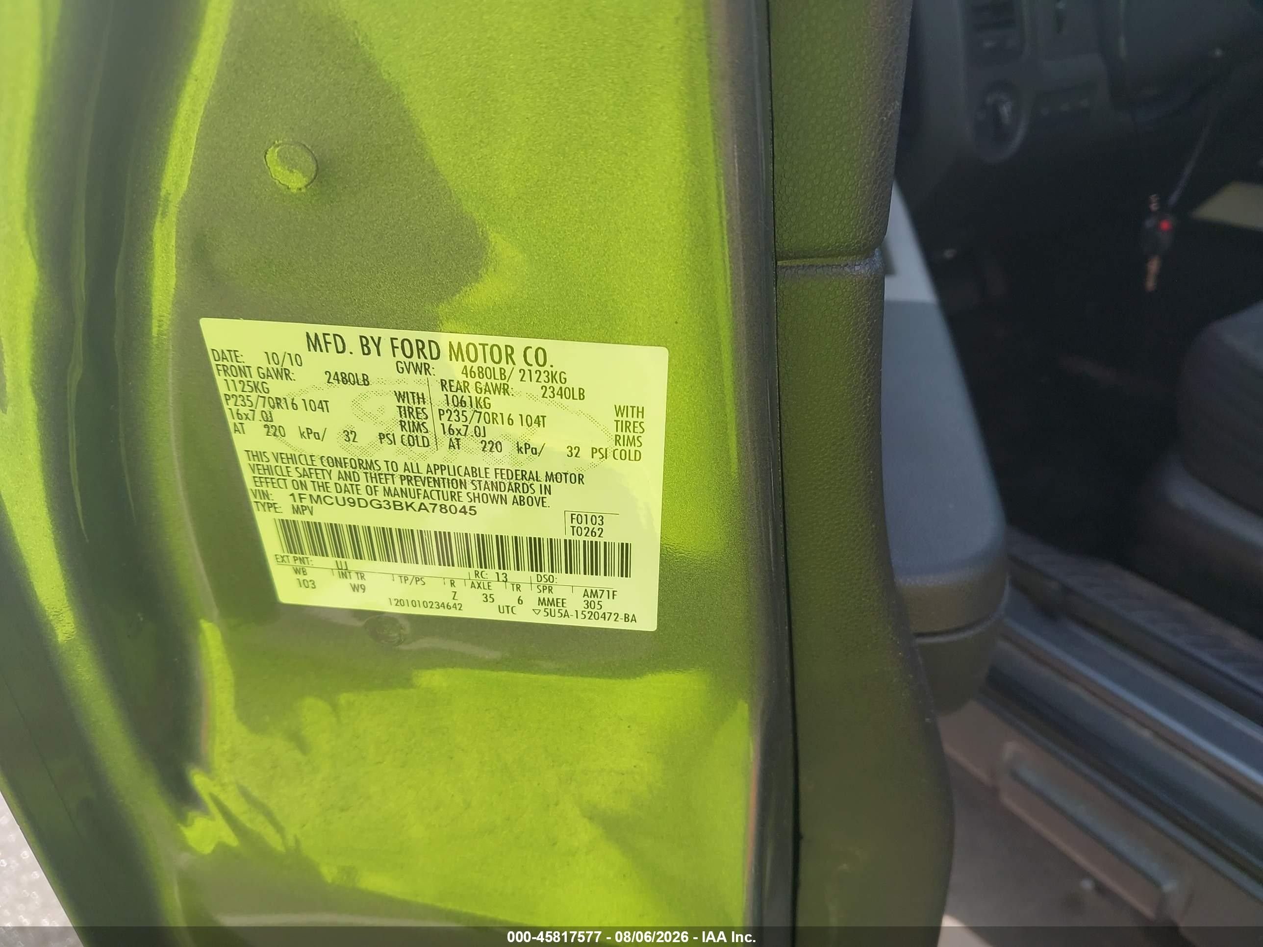 2011 Ford Escape Xlt Gray vin: 1FMCU9DG3BKA78045