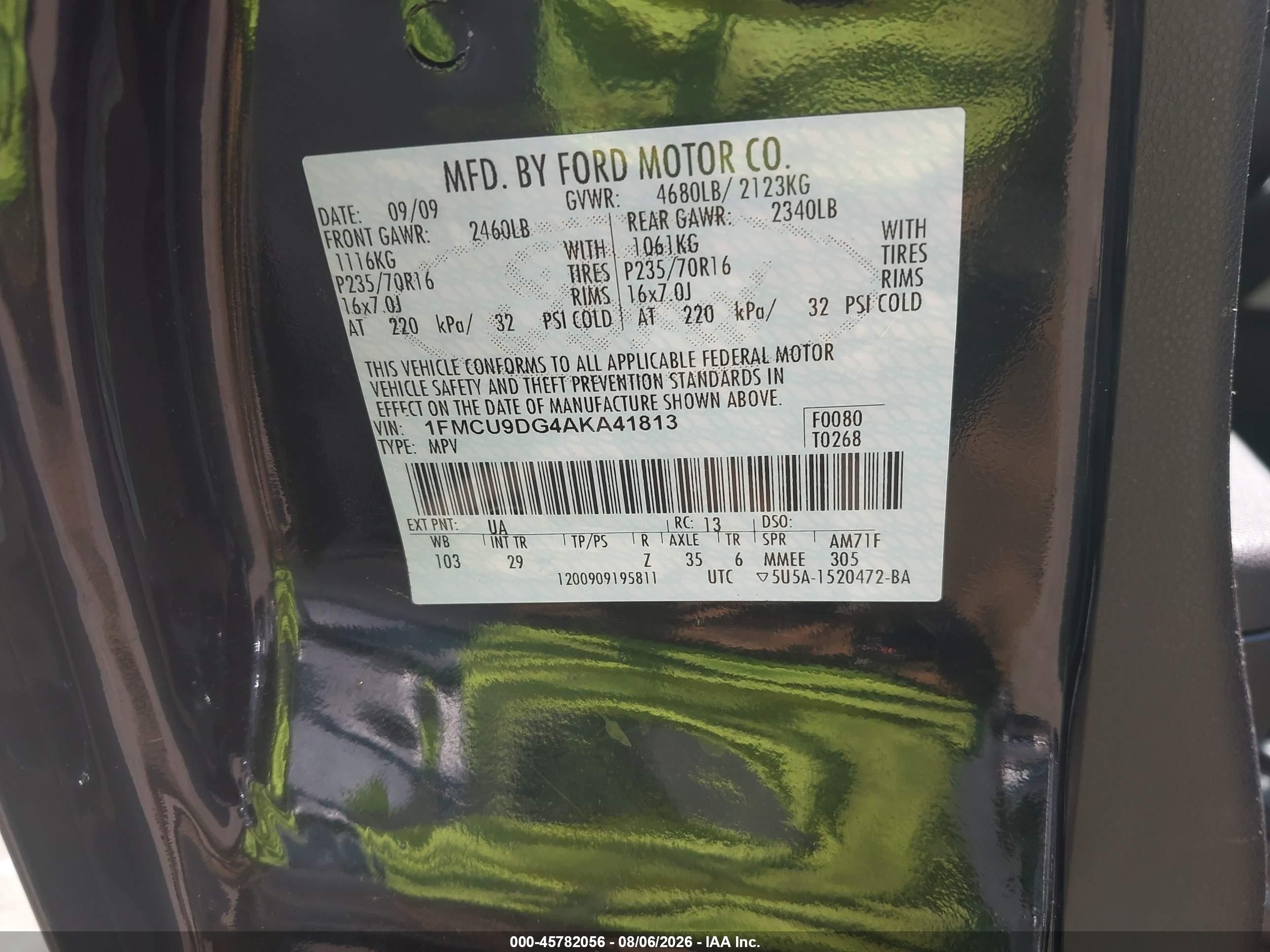 2010 Ford Escape Xlt Black vin: 1FMCU9DG4AKA41813
