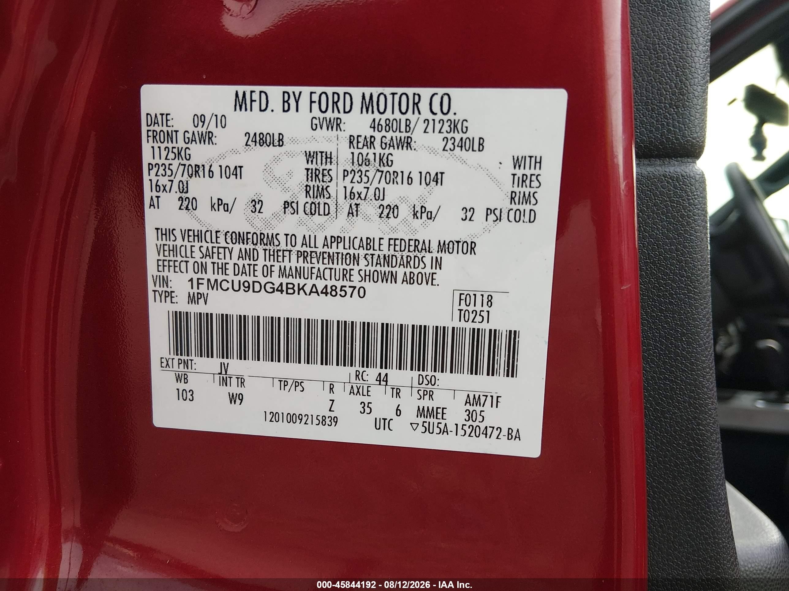 2011 Ford Escape Xlt Красный vin: 1FMCU9DG4BKA48570