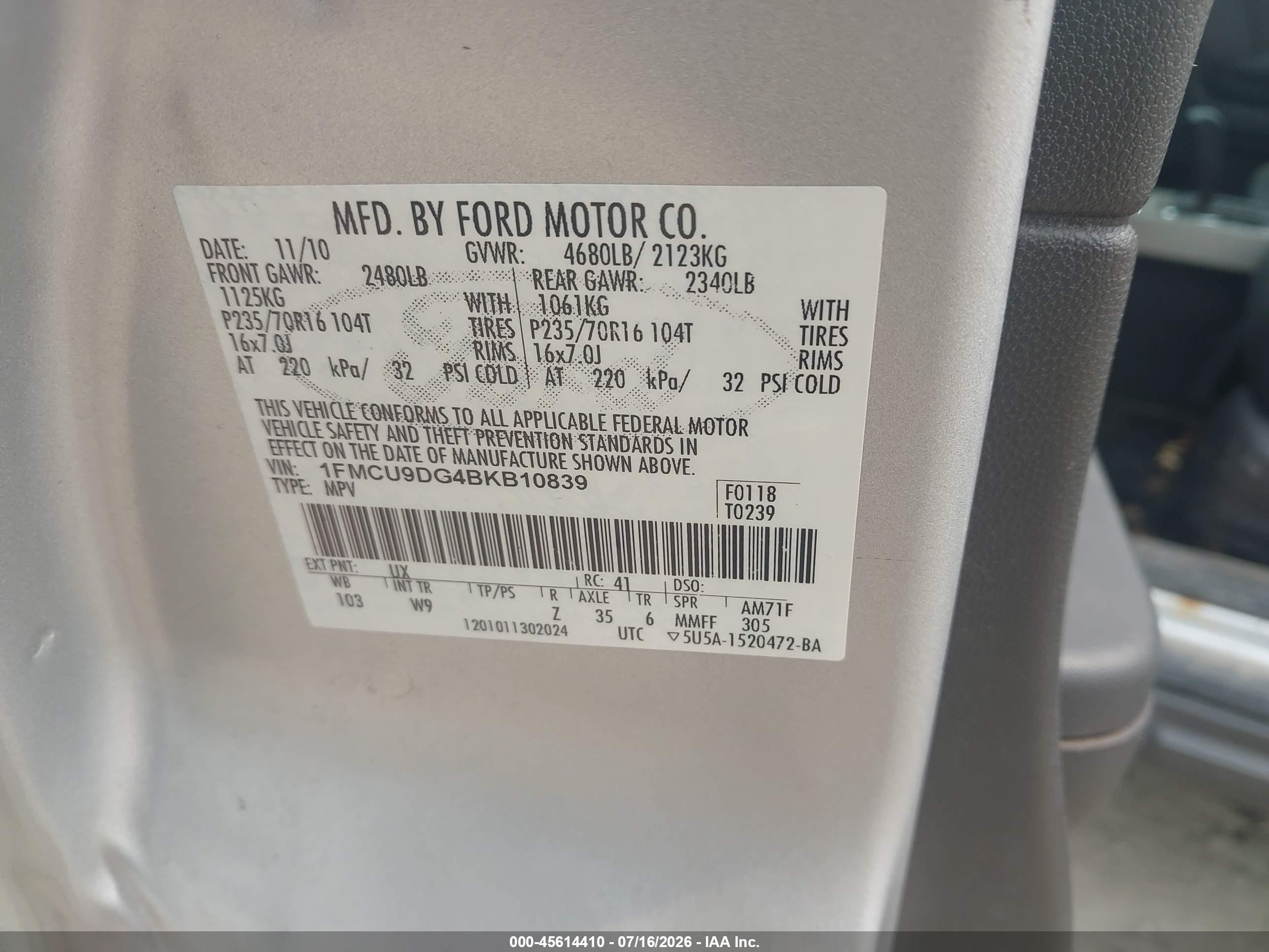 2011 Ford Escape Xlt Silver vin: 1FMCU9DG4BKB10839