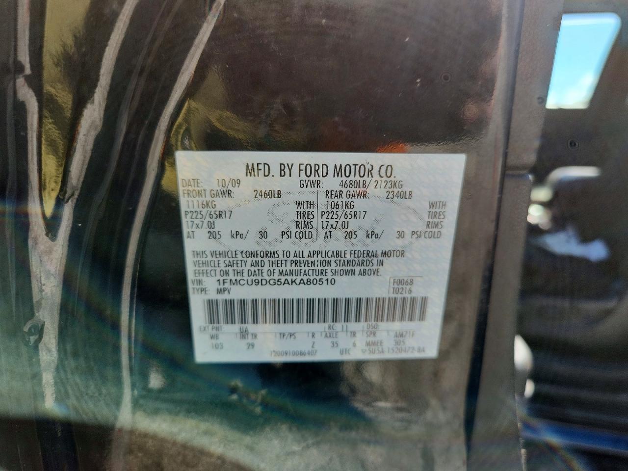 2010 Ford Escape Xlt Black vin: 1FMCU9DG5AKA80510
