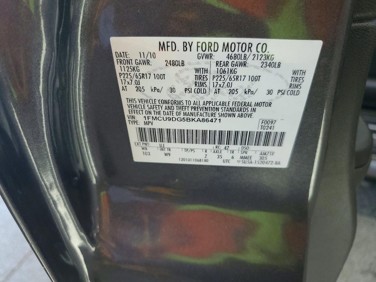 2011 Ford Escape Xlt Gray vin: 1FMCU9DG5BKA86471