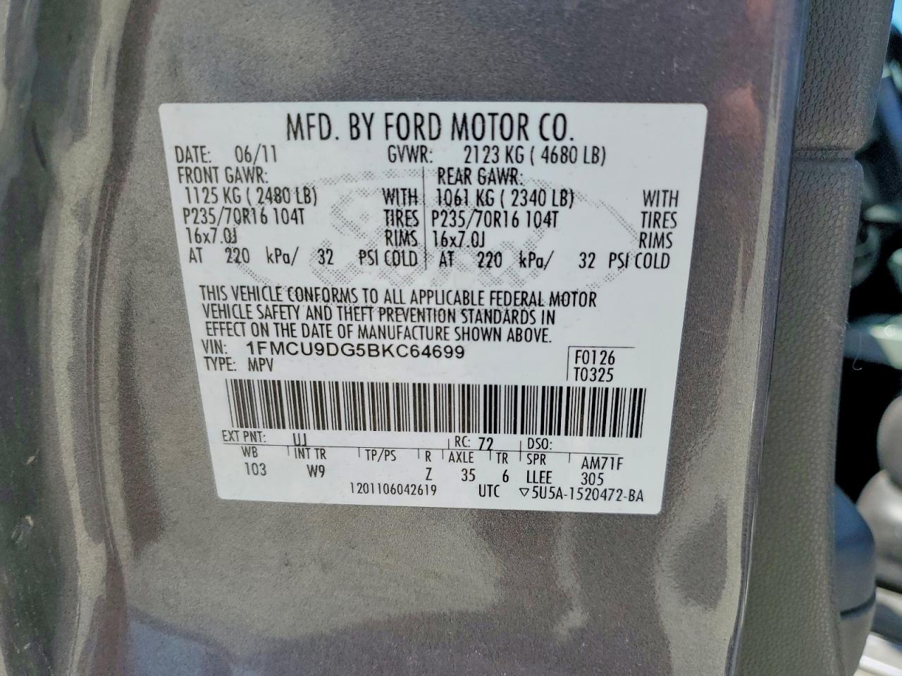 2011 Ford Escape Xlt Gray vin: 1FMCU9DG5BKC64699