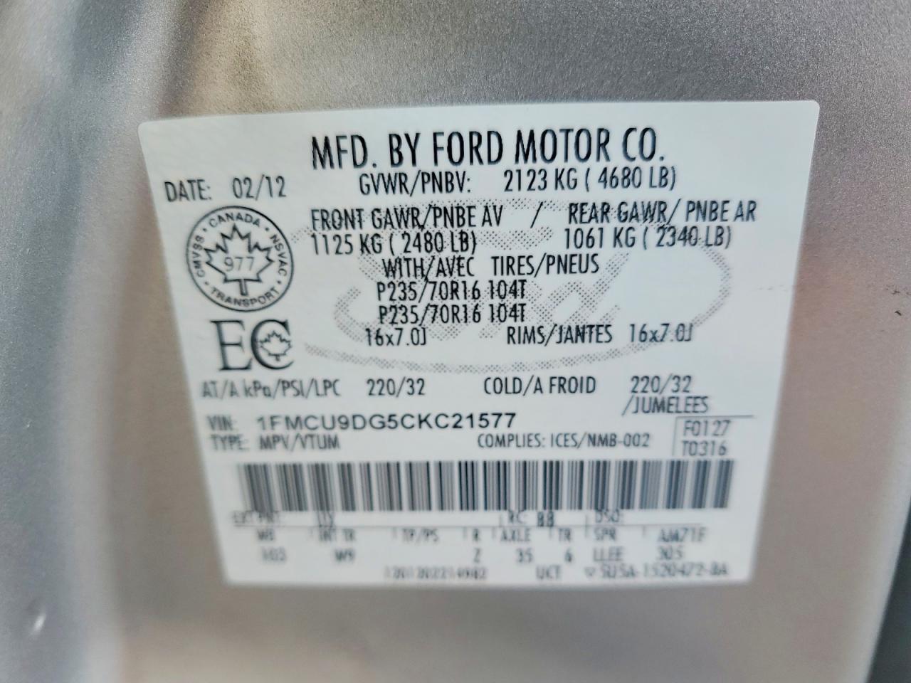 2012 Ford Escape Xlt Silver vin: 1FMCU9DG5CKC21577