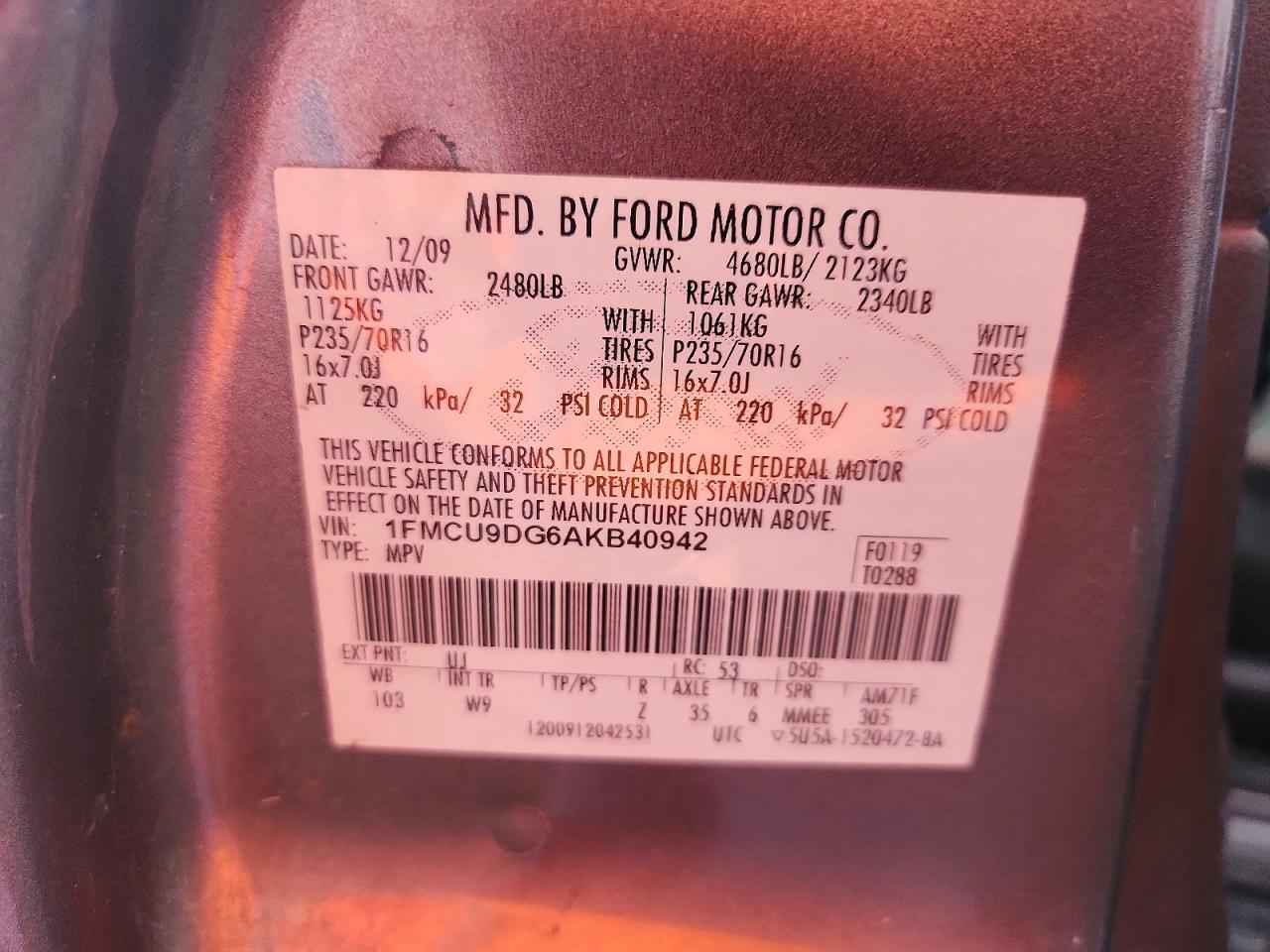 2010 Ford Escape Xlt Gray vin: 1FMCU9DG6AKB40942
