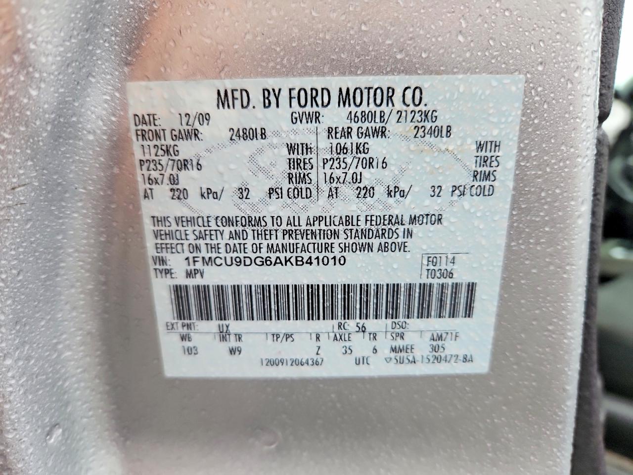 2010 Ford Escape Xlt Gray vin: 1FMCU9DG6AKB41010