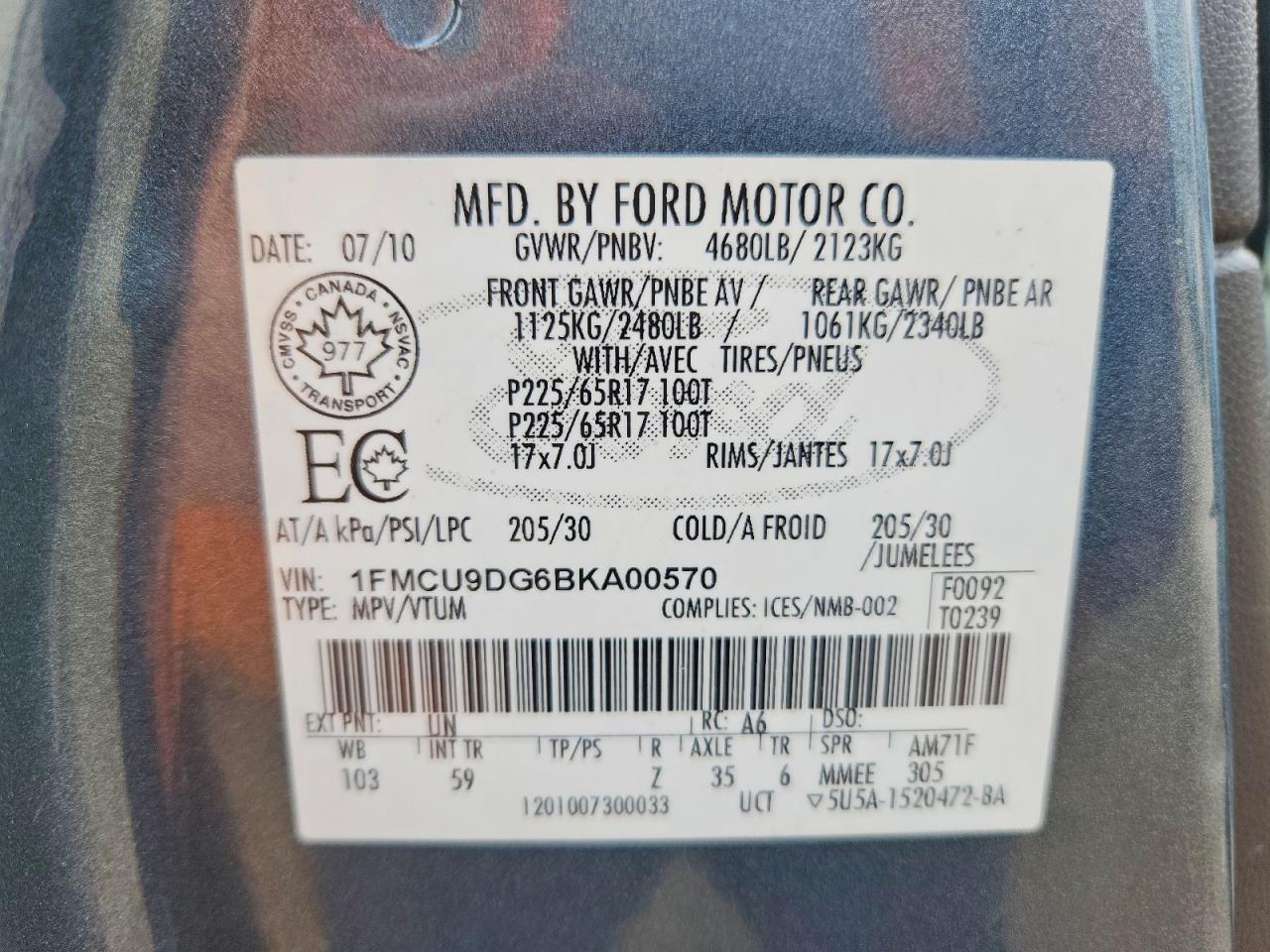 2011 Ford Escape Xlt Blue vin: 1FMCU9DG6BKA00570