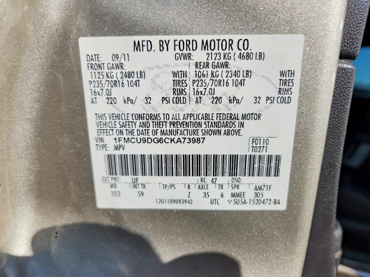 2012 Ford Escape Xlt Серебряный vin: 1FMCU9DG6CKA73987