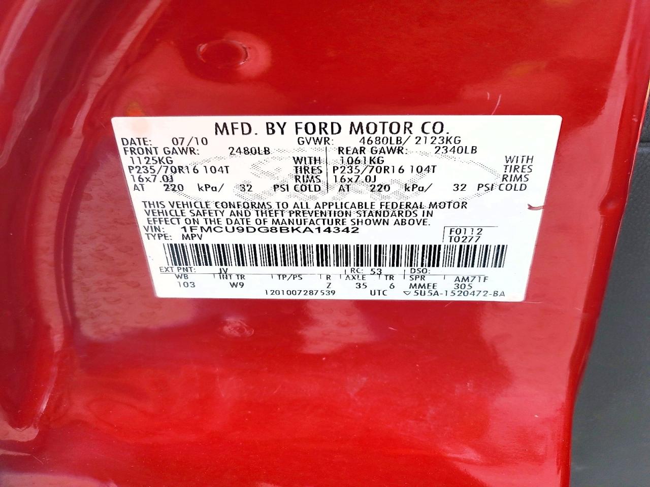 2011 Ford Escape Xlt Maroon vin: 1FMCU9DG8BKA14342
