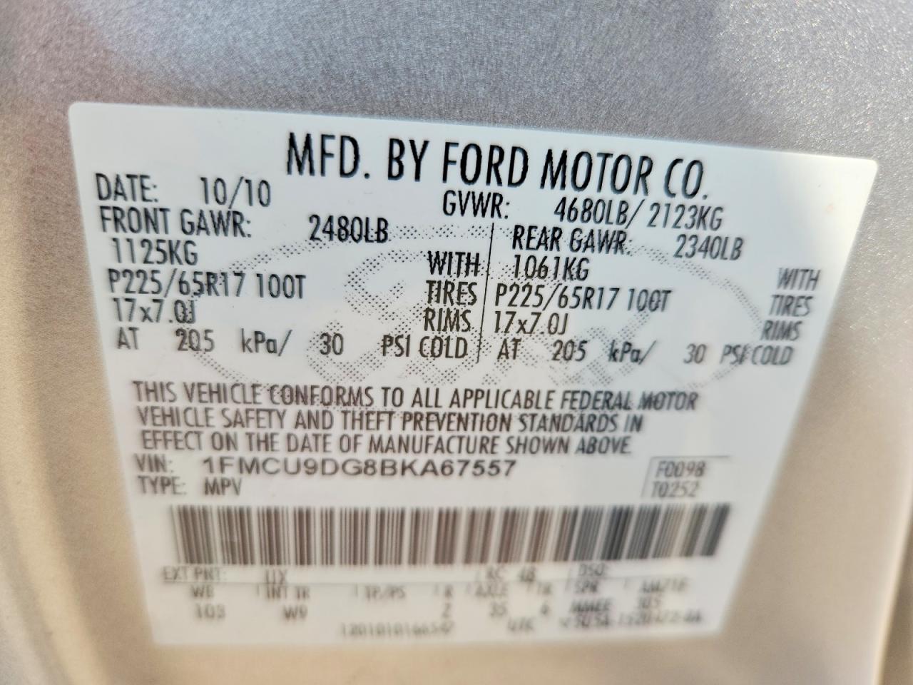 2011 Ford Escape Xlt Silver vin: 1FMCU9DG8BKA67557