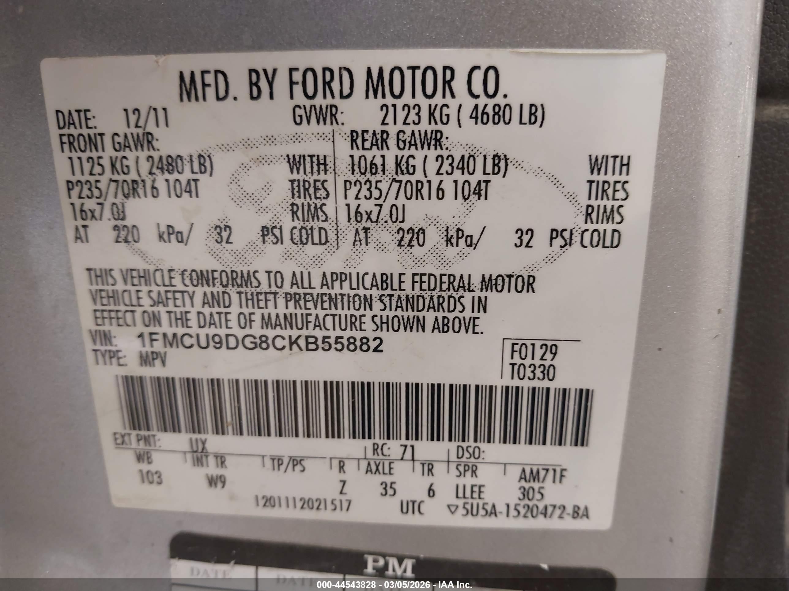 2012 Ford Escape Xlt Серебряный vin: 1FMCU9DG8CKB55882