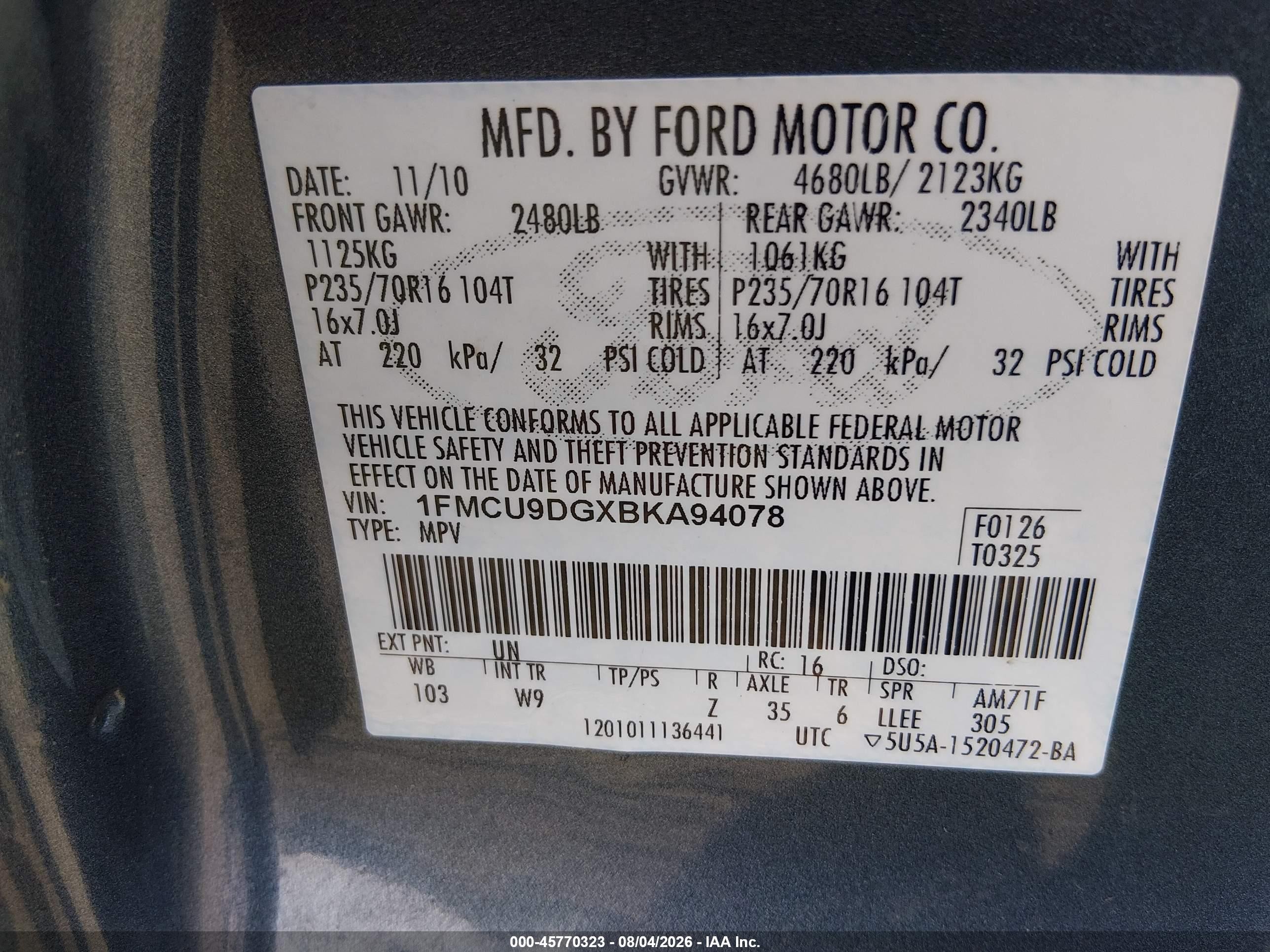 2011 Ford Escape Xlt Синий vin: 1FMCU9DGXBKA94078