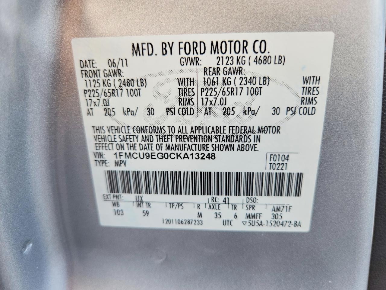 2012 Ford Escape Limited Silver vin: 1FMCU9EG0CKA13248