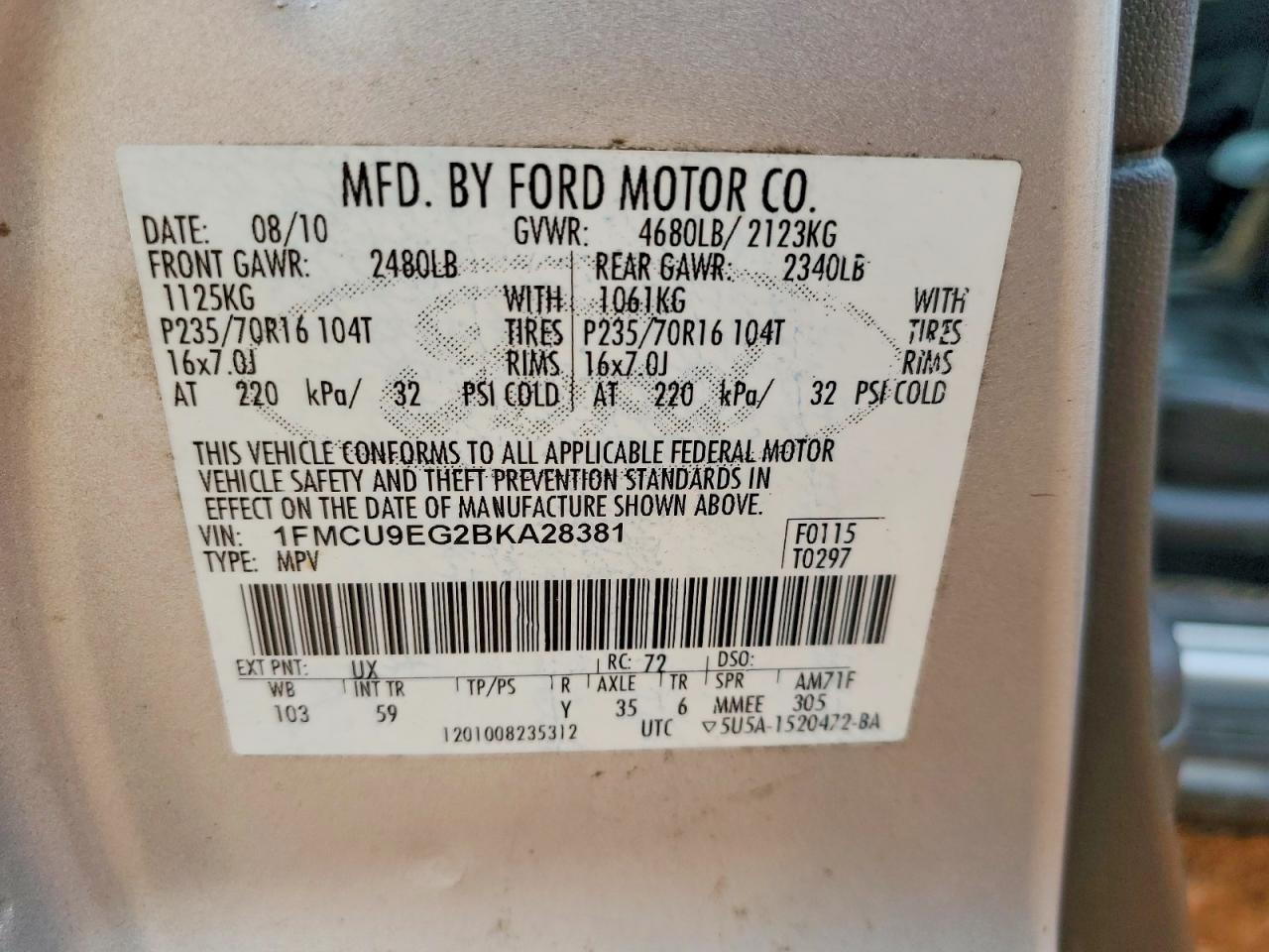 2011 Ford Escape Limited Silver vin: 1FMCU9EG2BKA28381