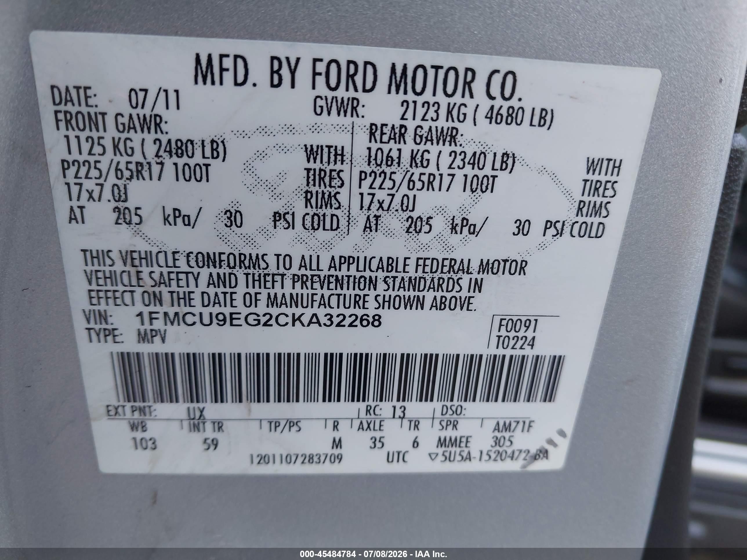 2012 Ford Escape Limited Silver vin: 1FMCU9EG2CKA32268