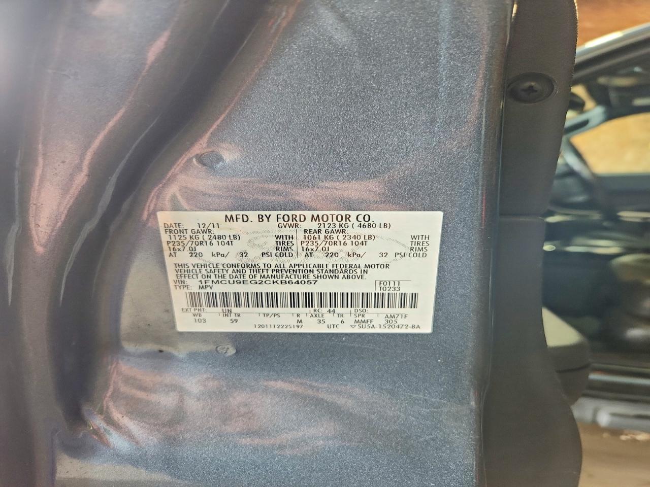 2012 Ford Escape Limited Blue vin: 1FMCU9EG2CKB64057