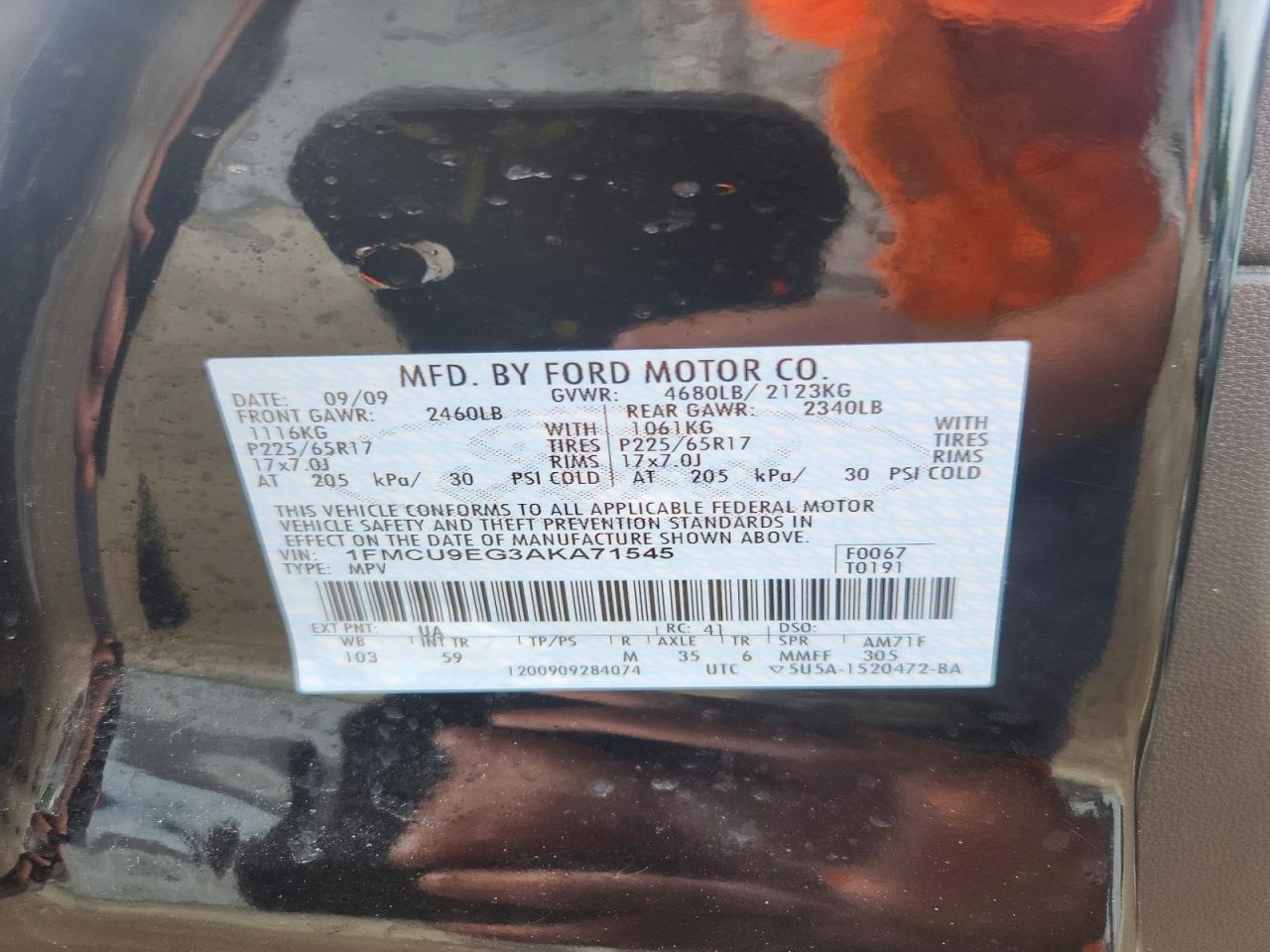 2010 Ford Escape Limited Black vin: 1FMCU9EG3AKA71545