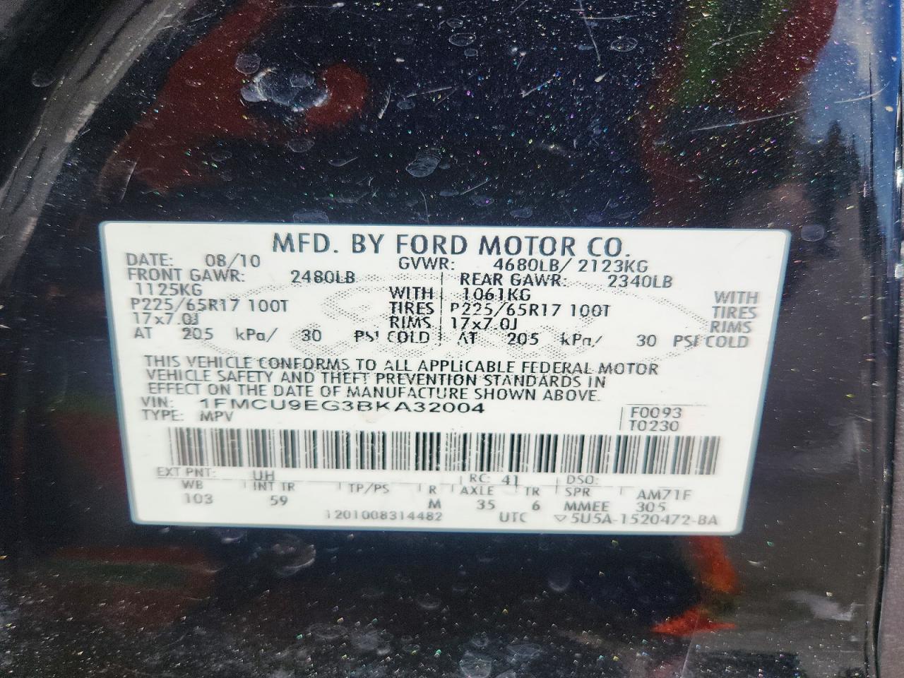 2011 Ford Escape Limited Black vin: 1FMCU9EG3BKA32004