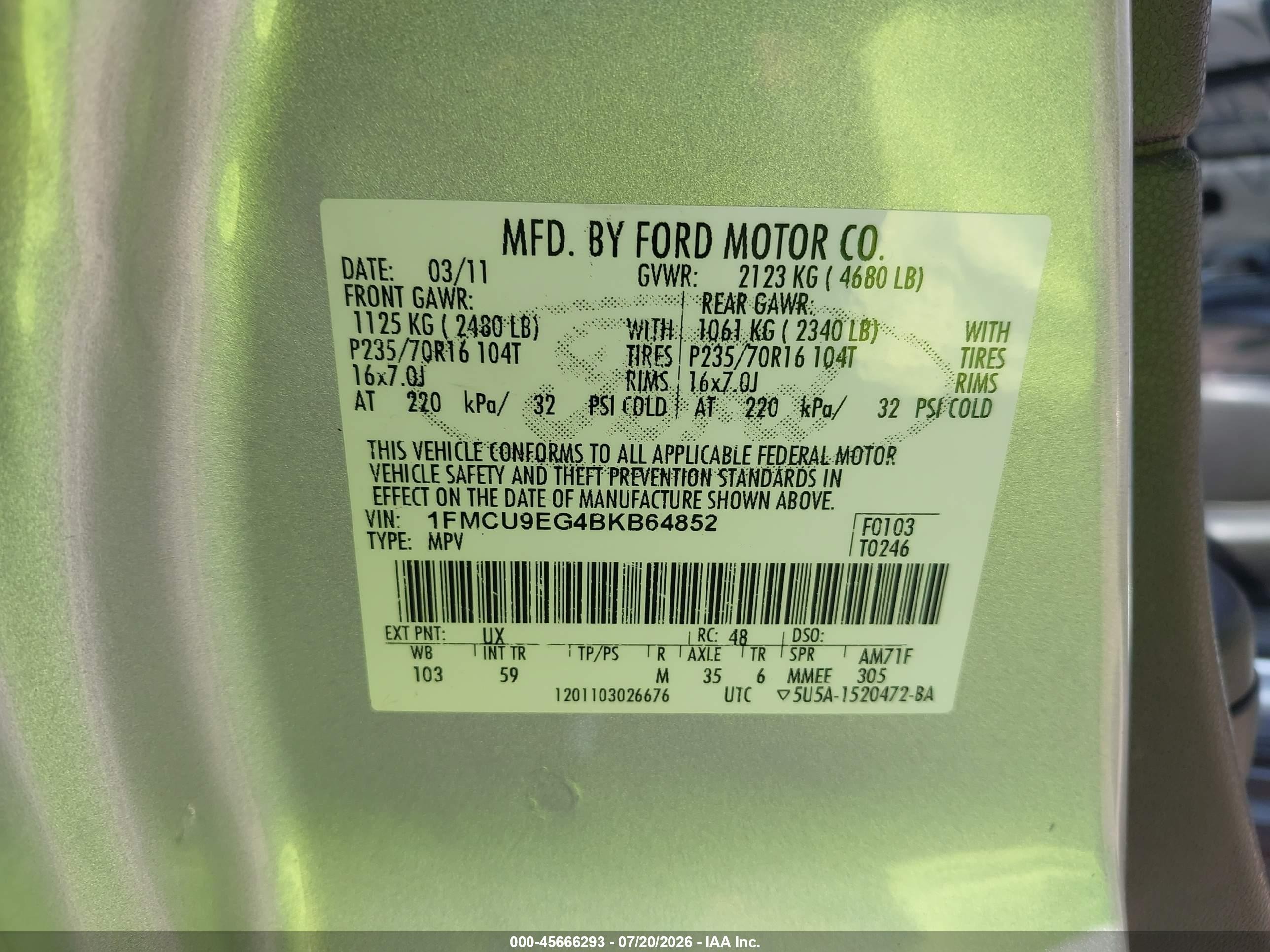 2011 Ford Escape Limited Silver vin: 1FMCU9EG4BKB64852