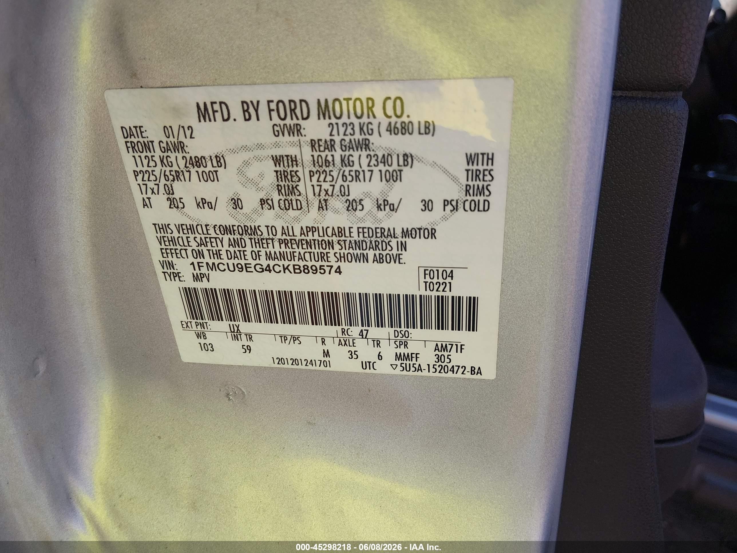 2012 Ford Escape Limited Silver vin: 1FMCU9EG4CKB89574