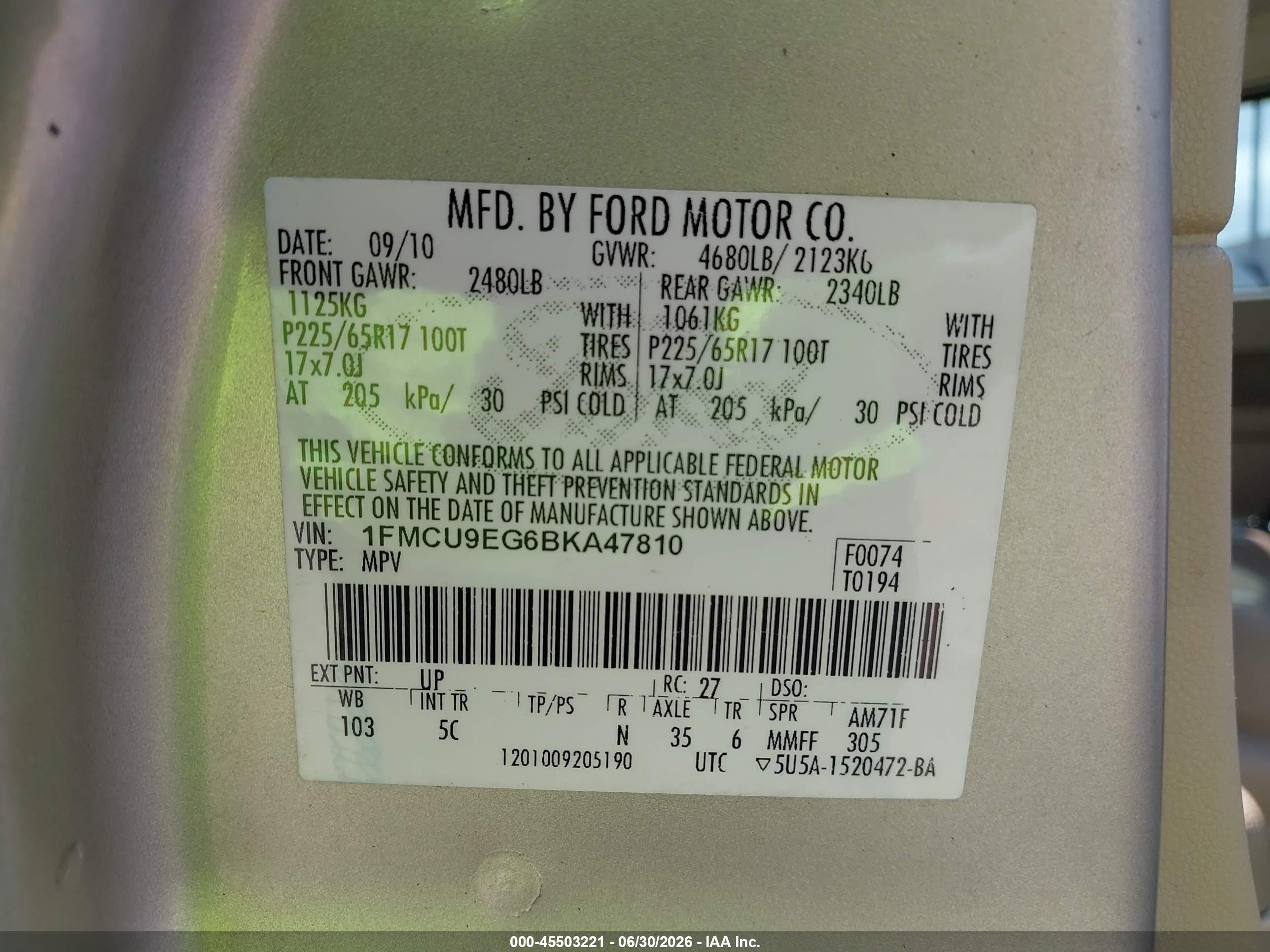 2011 Ford Escape Limited Желто-коричневый vin: 1FMCU9EG6BKA47810