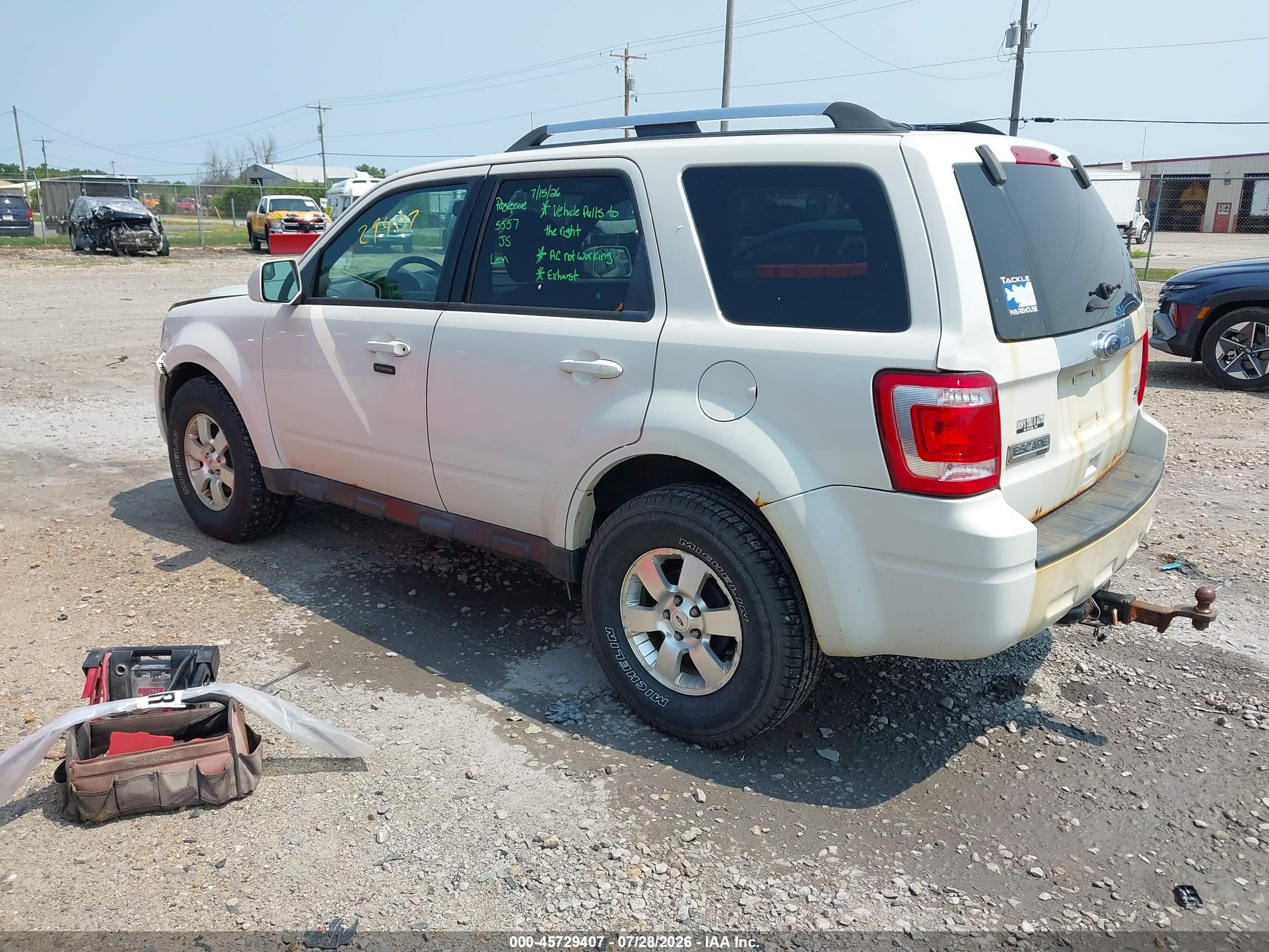 2012 Ford Escape Limited White vin: 1FMCU9EG7CKB70310