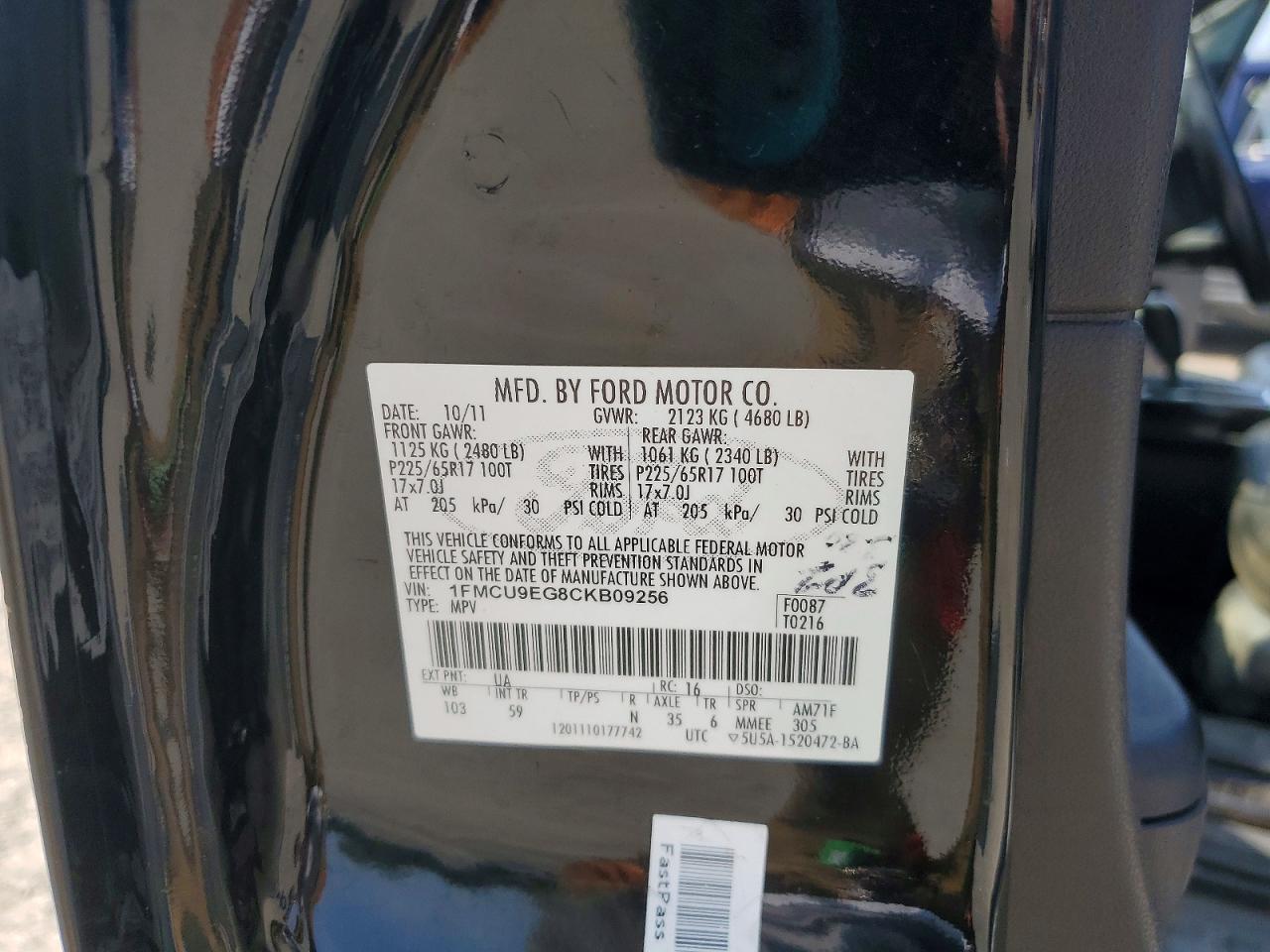 2012 Ford Escape Limited Black vin: 1FMCU9EG8CKB09256