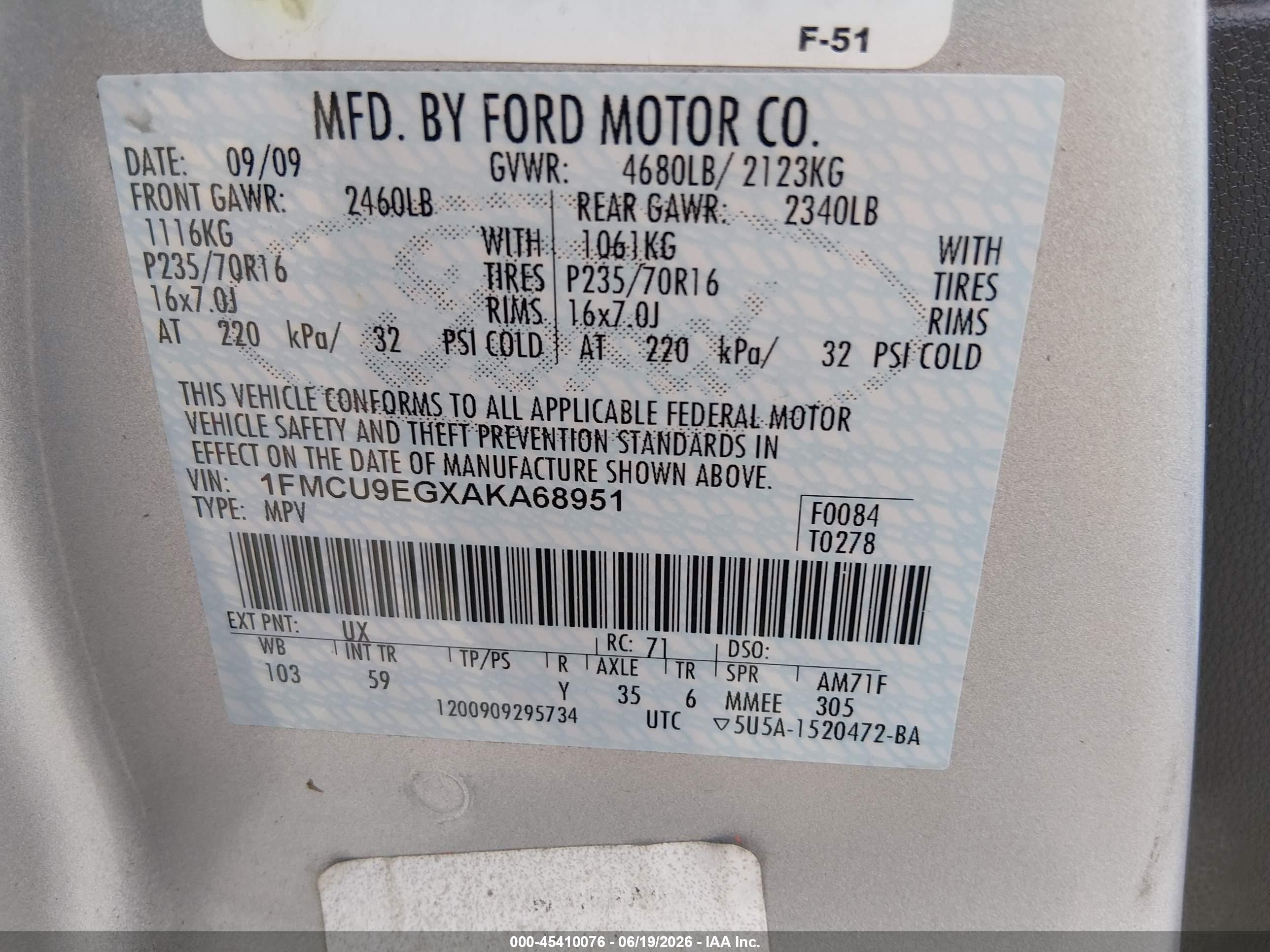 2010 Ford Escape Limited Silver vin: 1FMCU9EGXAKA68951