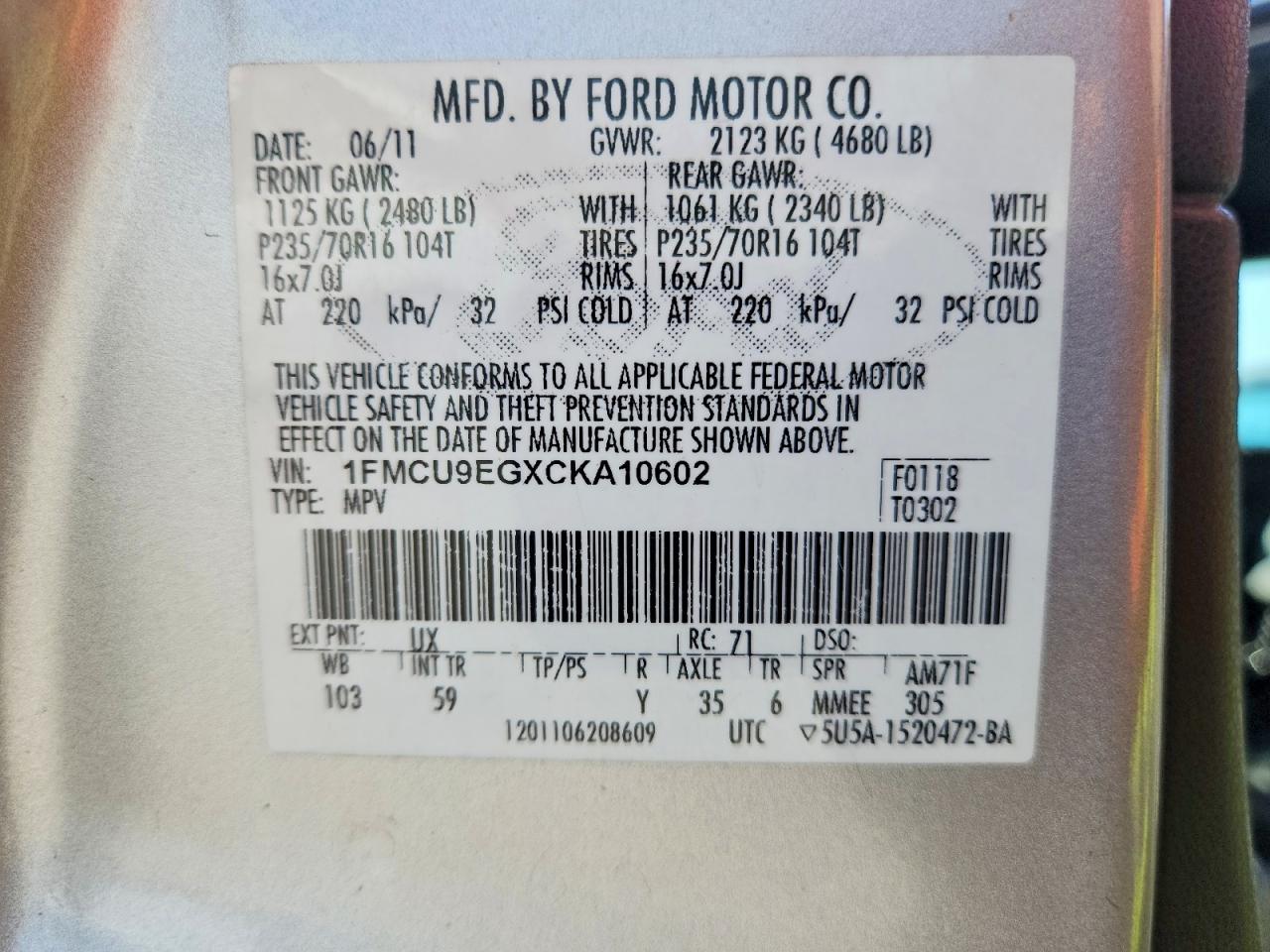 2012 Ford Escape Limited Silver vin: 1FMCU9EGXCKA10602