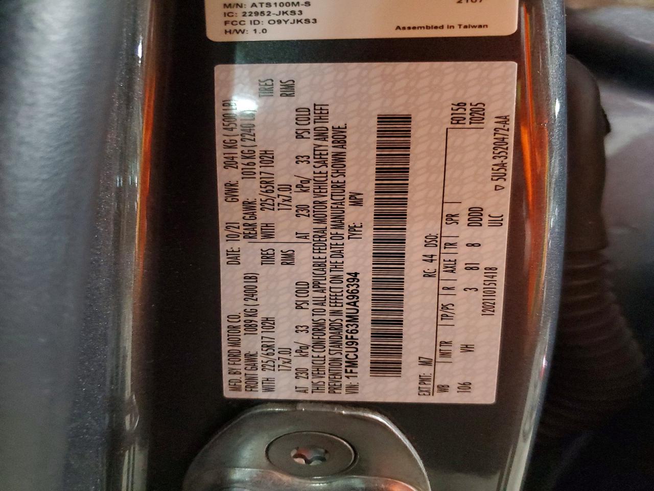 2021 Ford Escape S Charcoal vin: 1FMCU9F63MUA96394