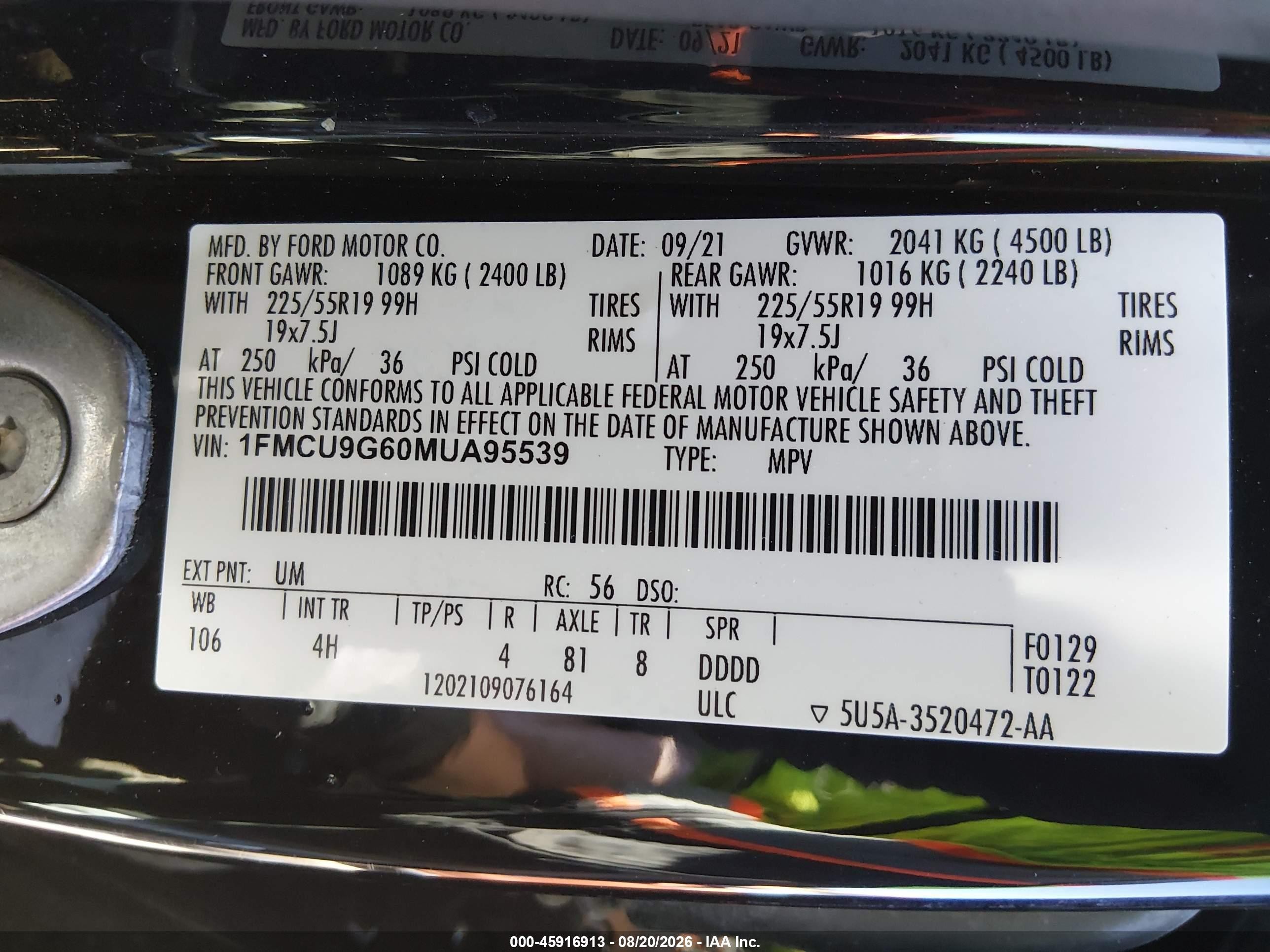 2021 Ford Escape Se Black vin: 1FMCU9G60MUA95539