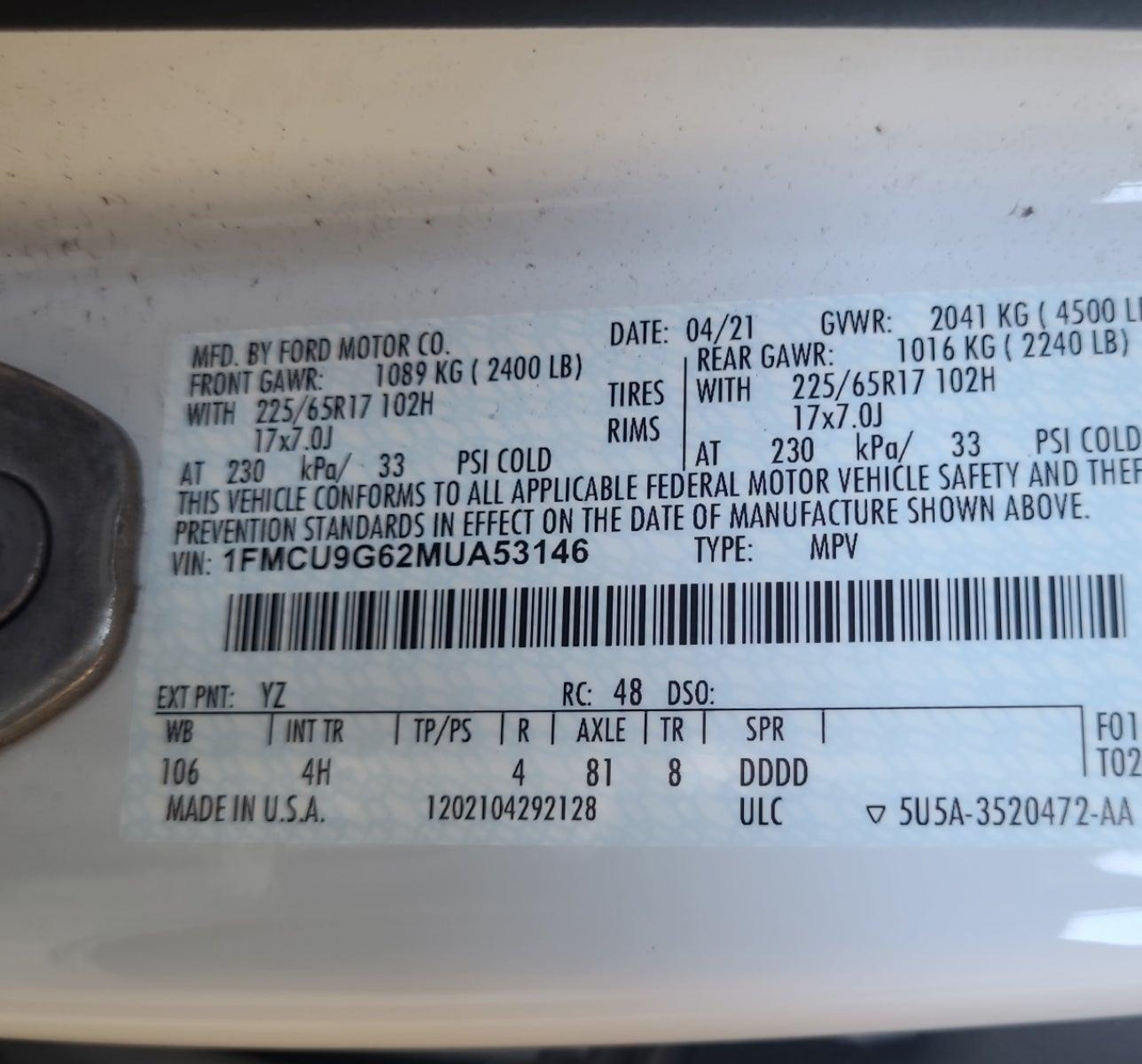 1FMCU9G62MUA53146