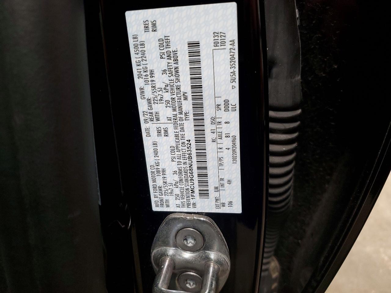 2022 Ford Escape Se Black vin: 1FMCU9G68NUB63524
