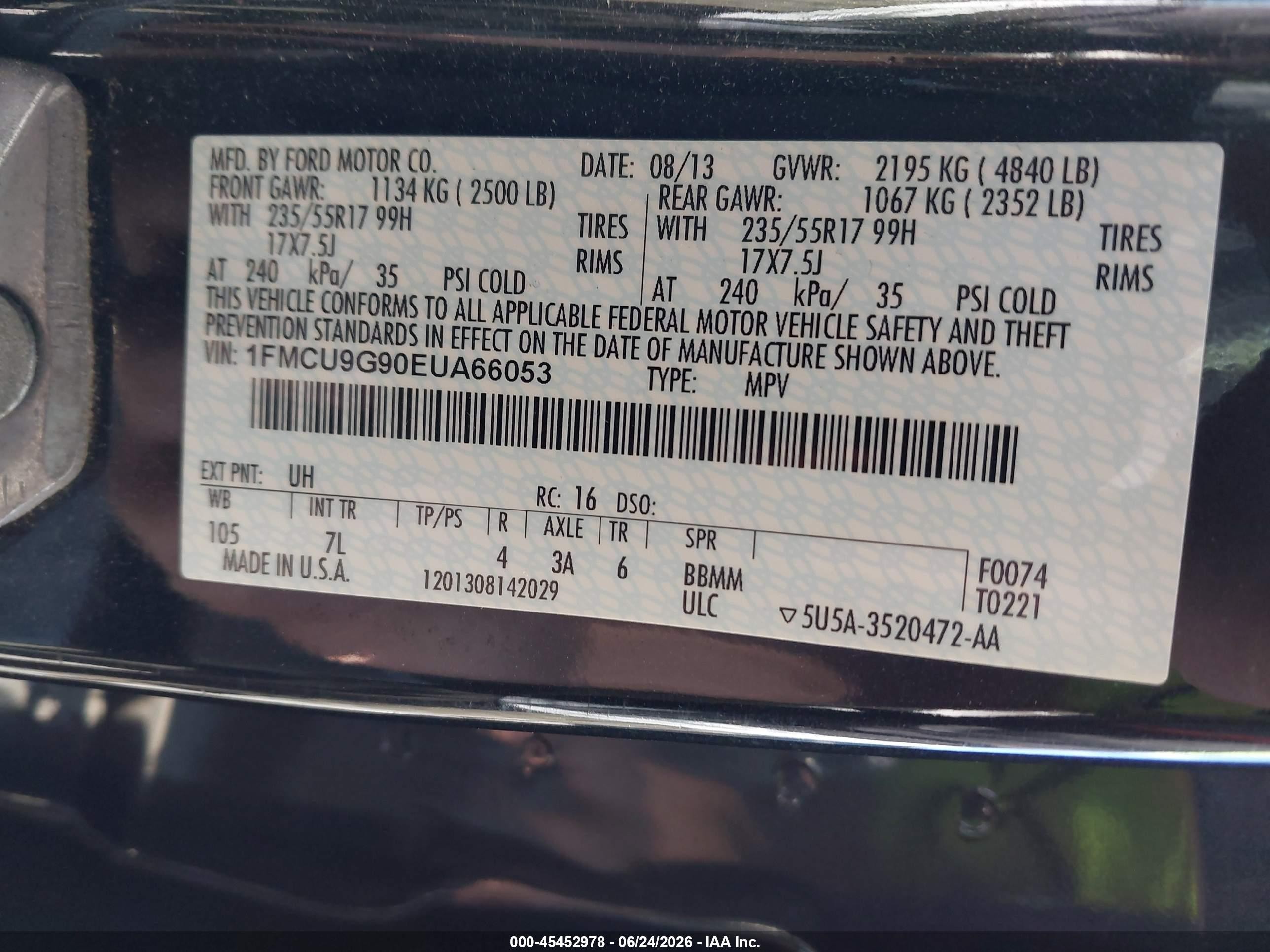 2014 Ford Escape Se Черный vin: 1FMCU9G90EUA66053