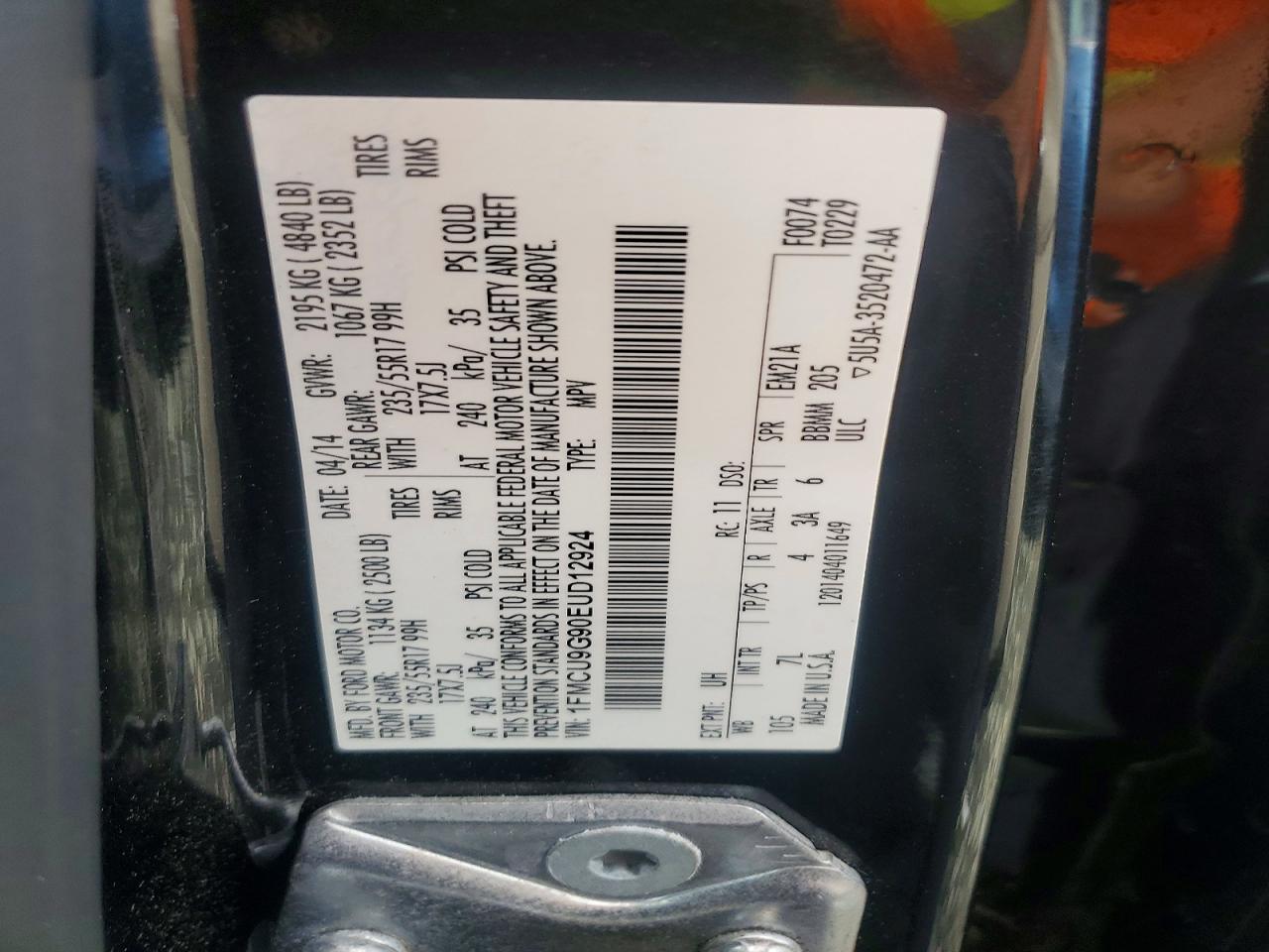 2014 Ford Escape Se Черный vin: 1FMCU9G90EUD12924
