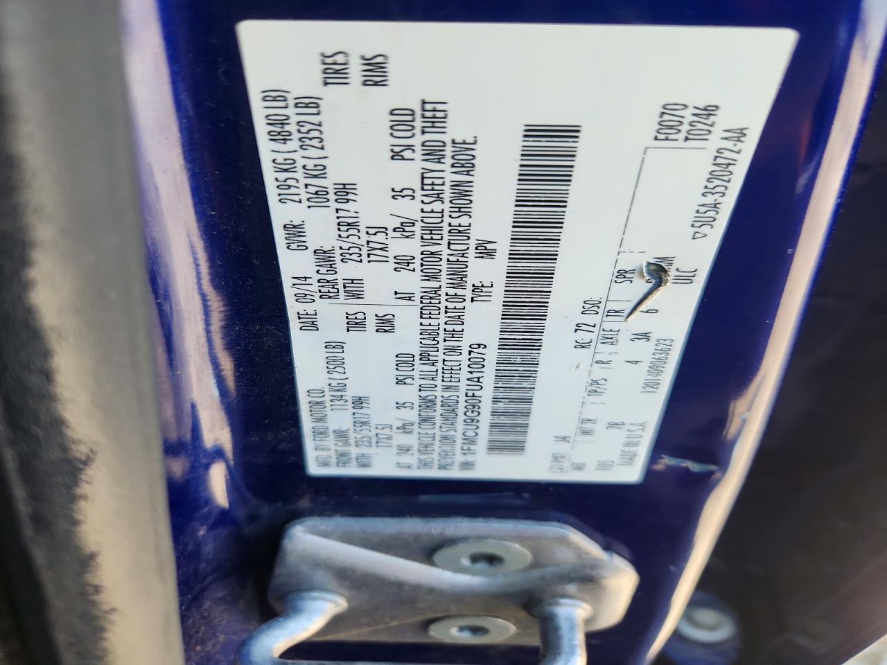 2015 Ford Escape Se Blue vin: 1FMCU9G90FUA10079
